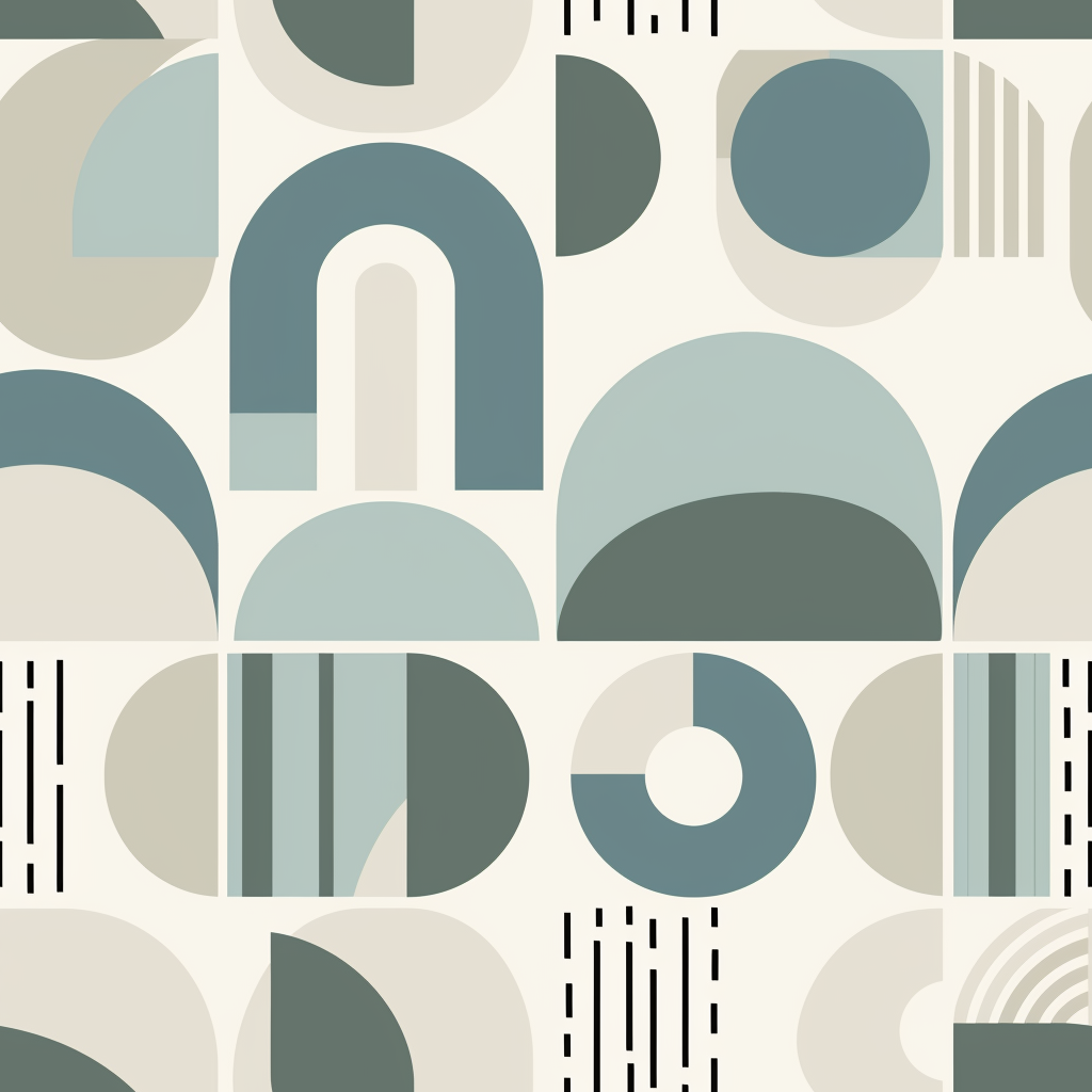 Scandinavian Geometric Wallpaper | Soft Blue Taupe Arches and Circles, Mid Century Peel and Stick Wallpaper, Minimalist Bedroom Decor