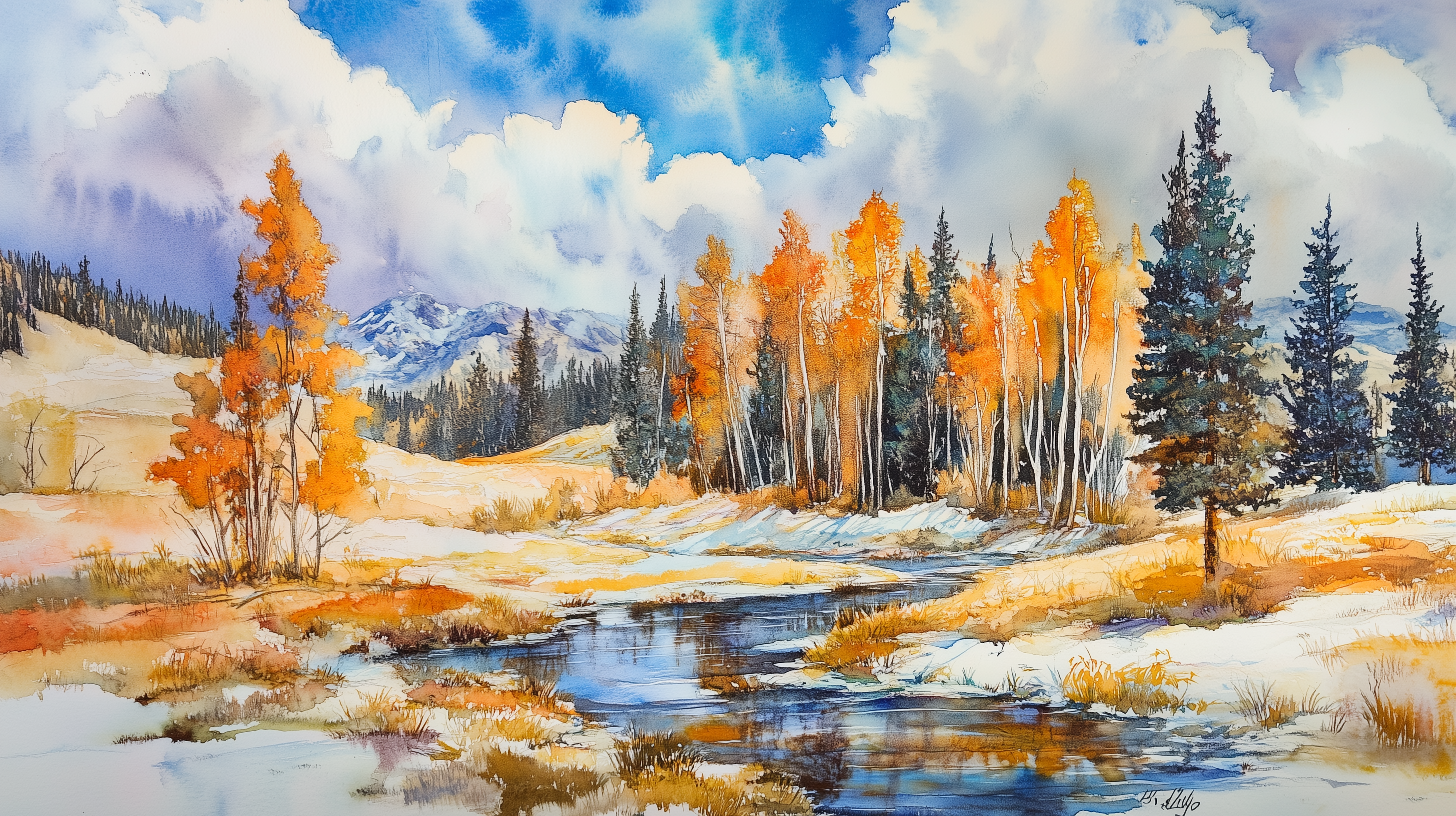 Wild Colorado Nature Wall Mural, Peel and Stick River and Pine Forest Wallpaper, Demi-Season Landscape Art