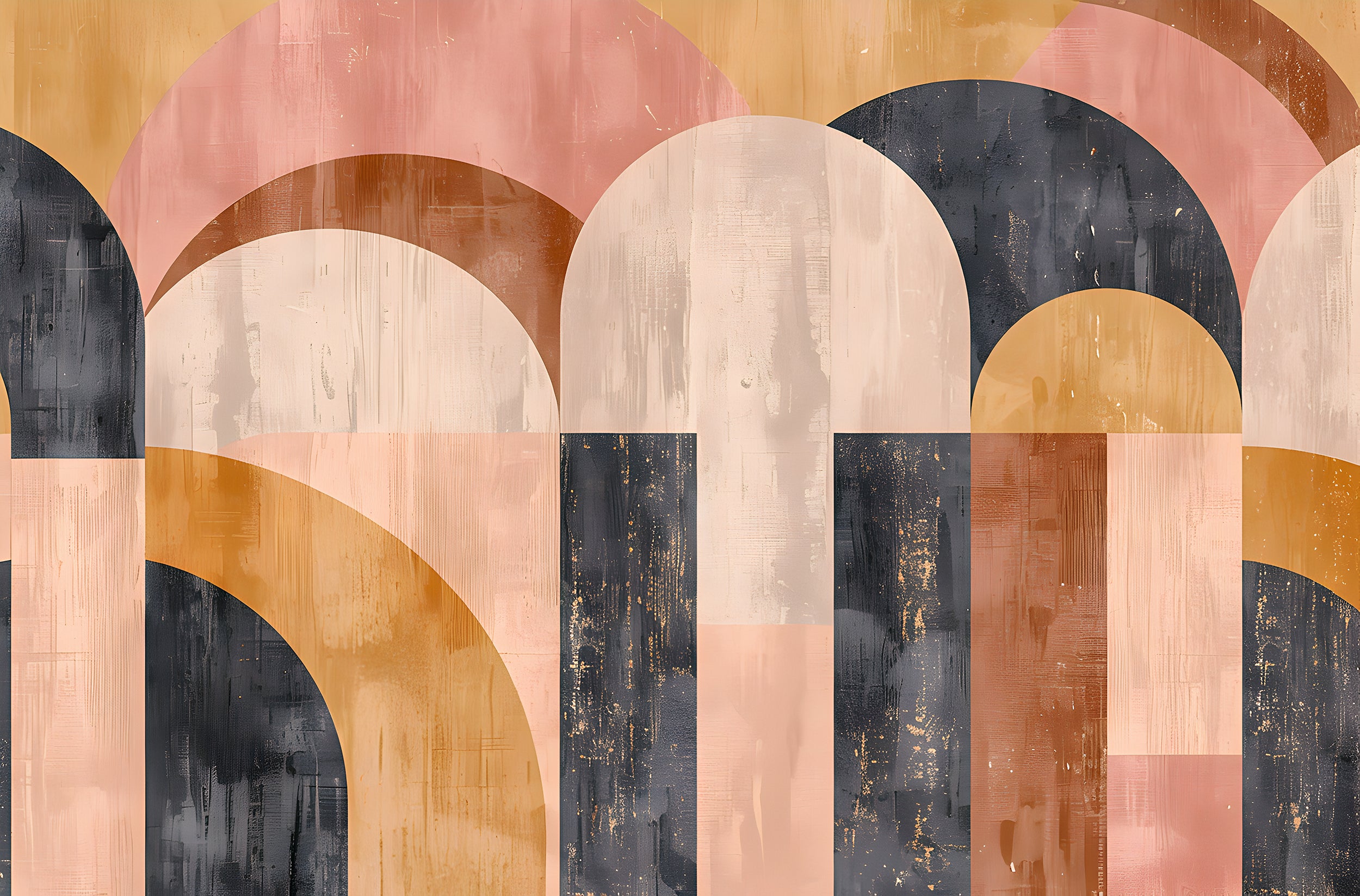 Geometric Wall Mural, Abstract Art Deco Wallpaper, Peel & Stick Modern Mural, Removable Pastel Colours Decal, Self-adhesive Shaped Wallpaper