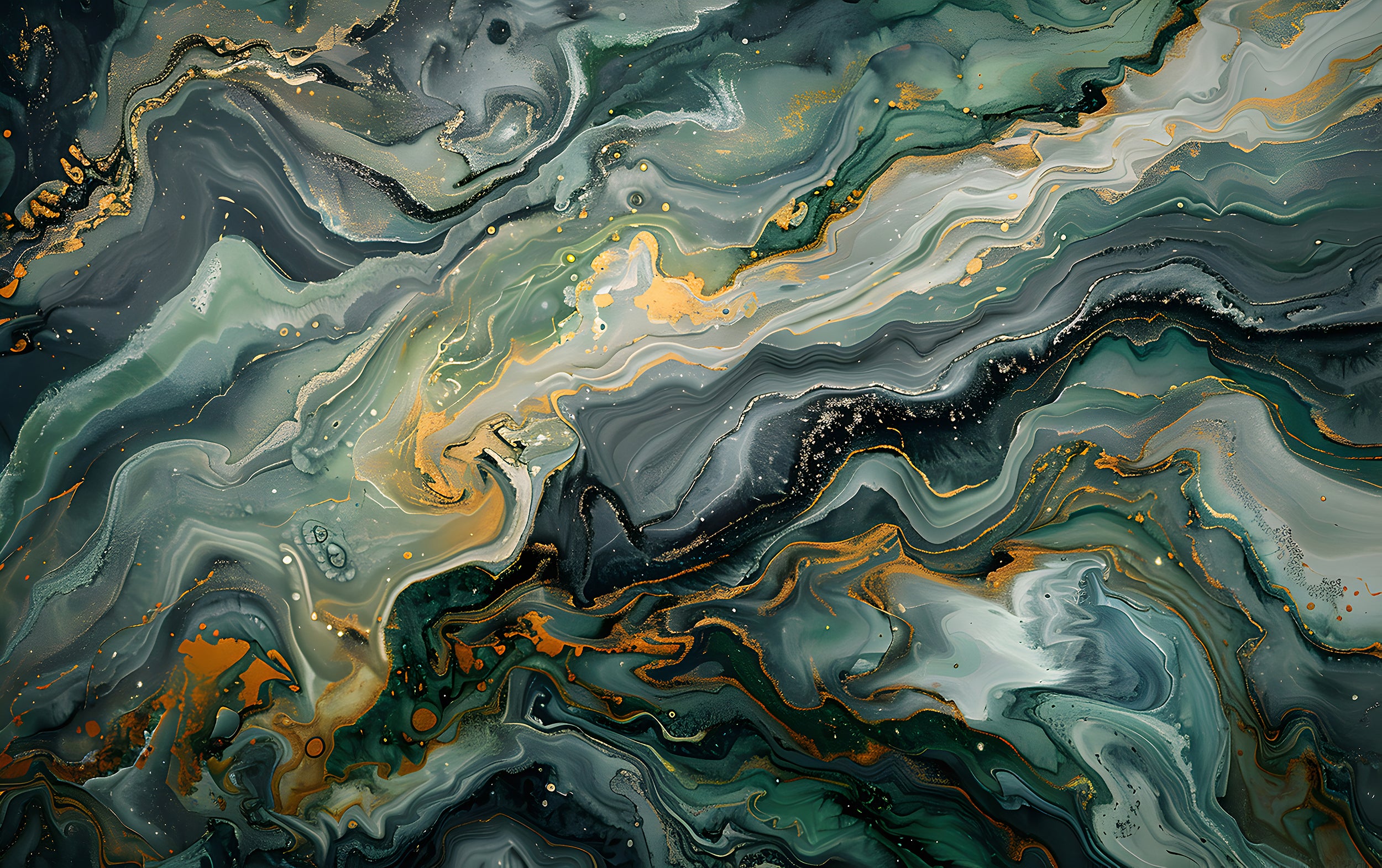 Deep Green Marble Mural, Alcohol Ink Abstract Wallpaper, Peel and Stick Dark Green Stone Texture Art, Removable Marble Sticker Decor