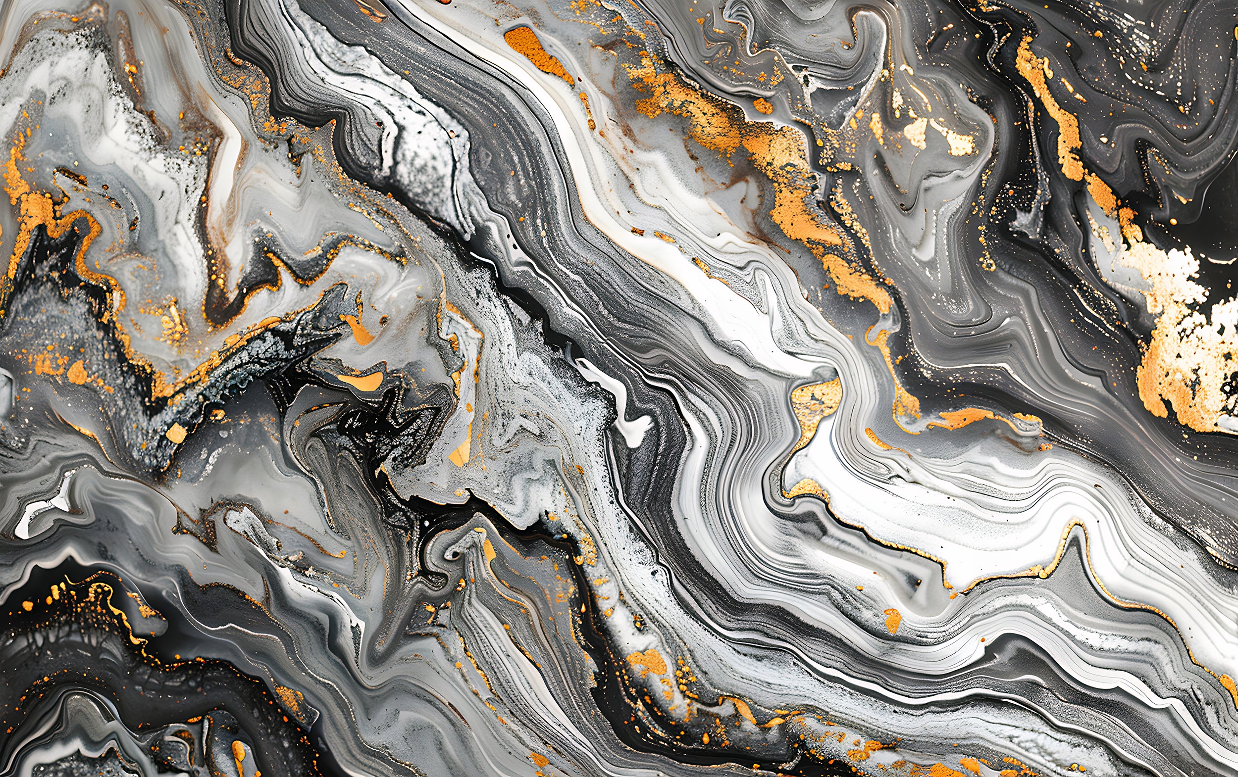 Black Grey and Gold Alcohol Ink Mural, Peel and Stick Dark Marble Wallpaper, Removable PVC-free Abstract Decor, Unique Custom Size Art