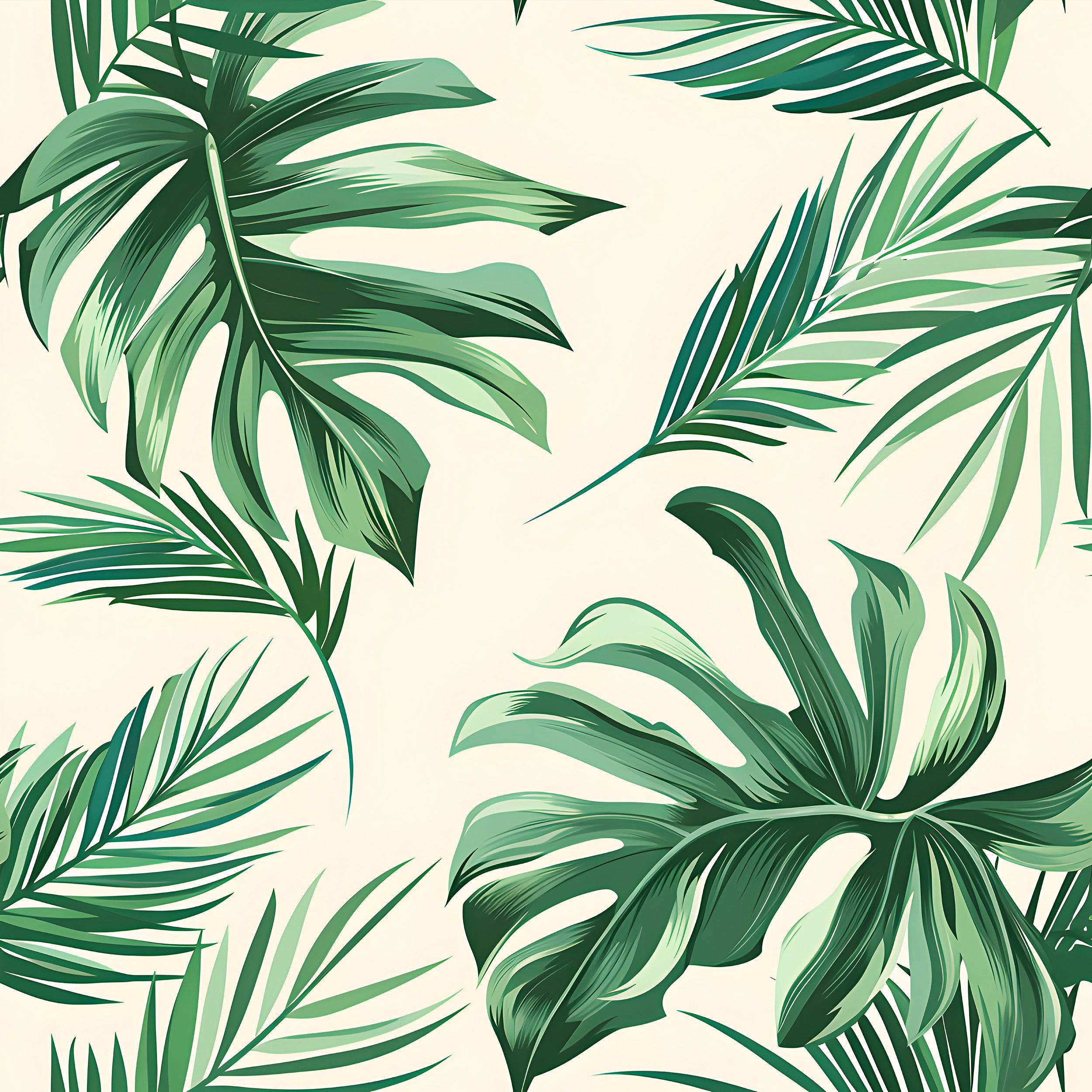Palm Leaves Wallpaper, Green and Beige Tropical Wall Decal, Peel and Stick Palms Wallpaper, Removable Jungle Floral Wall Decor