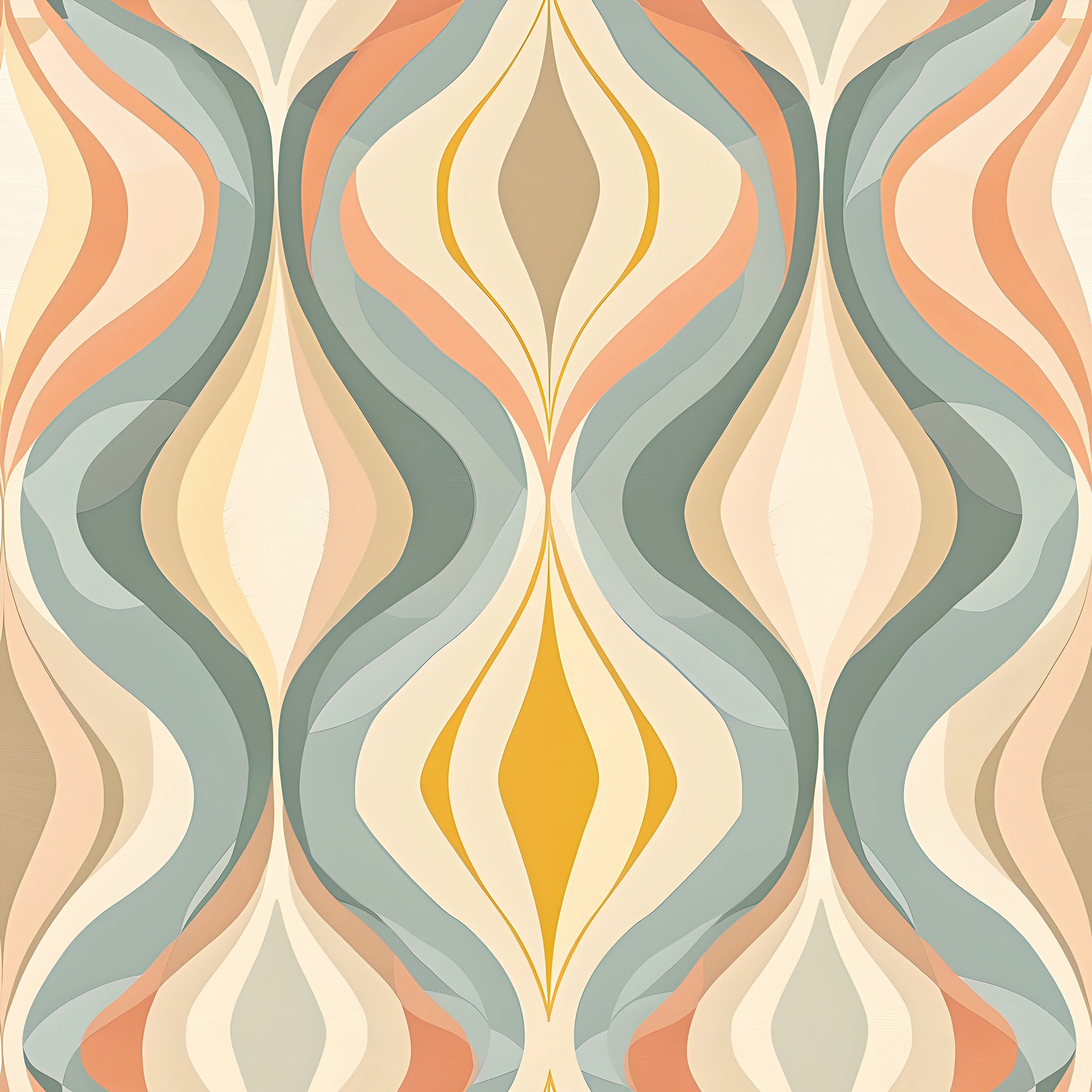 Abstract Wavy Pattern Wallpaper in Pastel Colors, Peel and Stick Geometrical Wallpaper, Removable PVC free Nursery Wall Decal