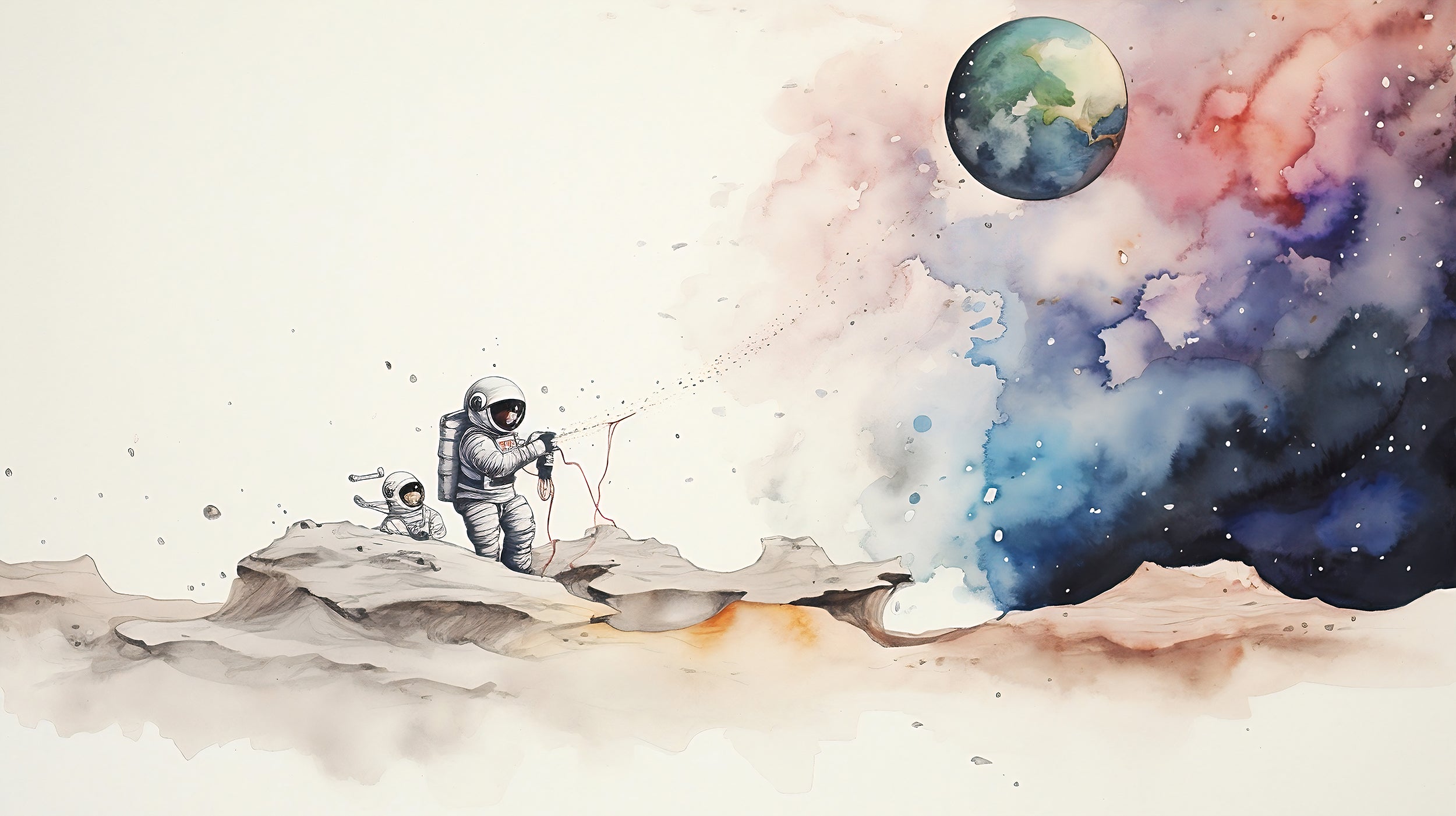 Dreamy Space Wallpaper in Room Setting
