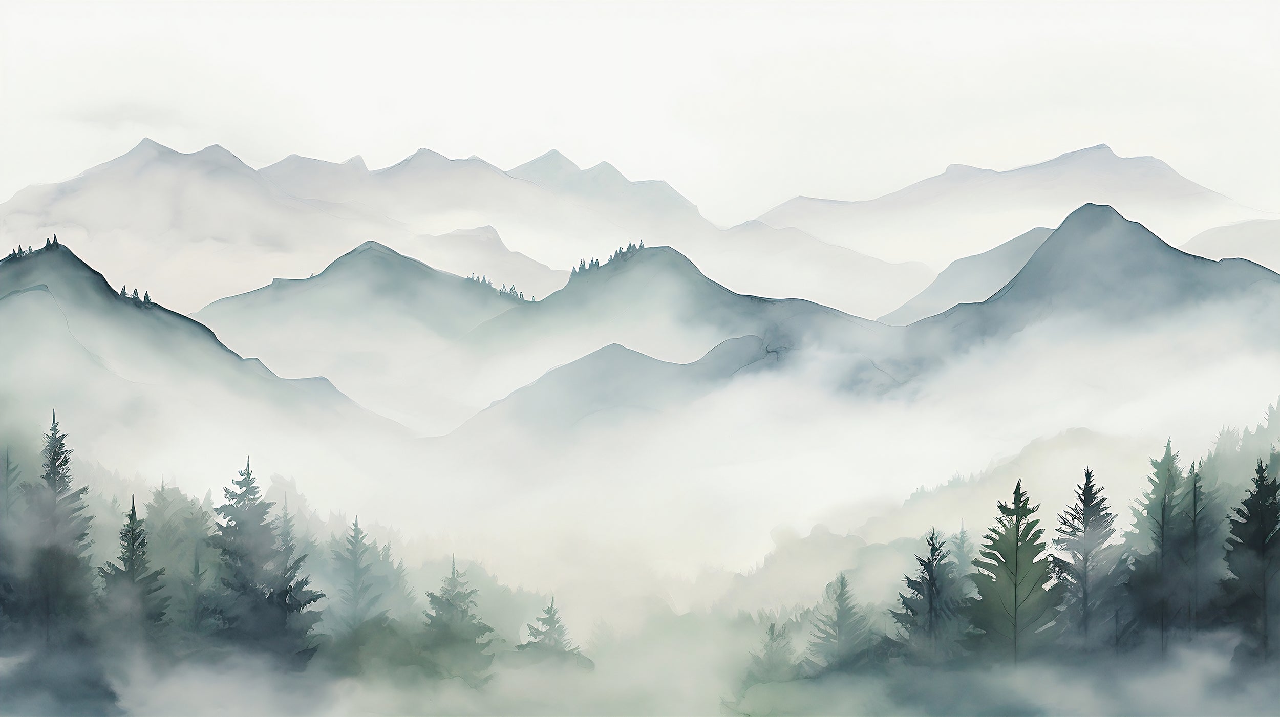 Peel and Stick Forest and Mountain Wall Decal