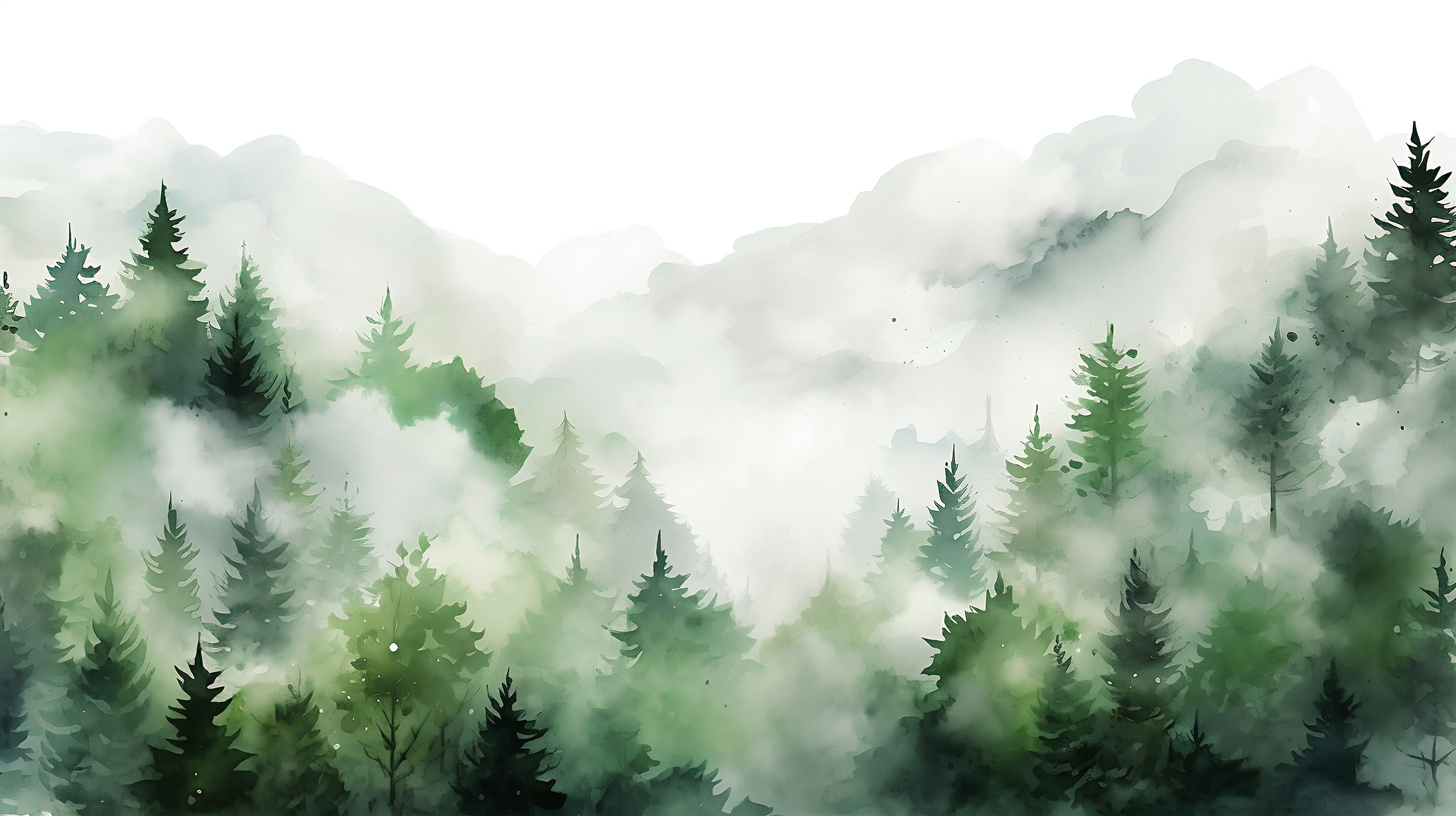 Removable Pine Tree Wallpaper with Serene Ambiance