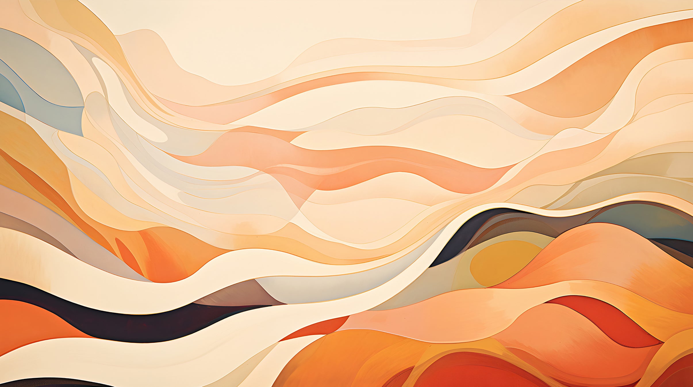 Modern Artistry in Beige and Orange Wallpaper