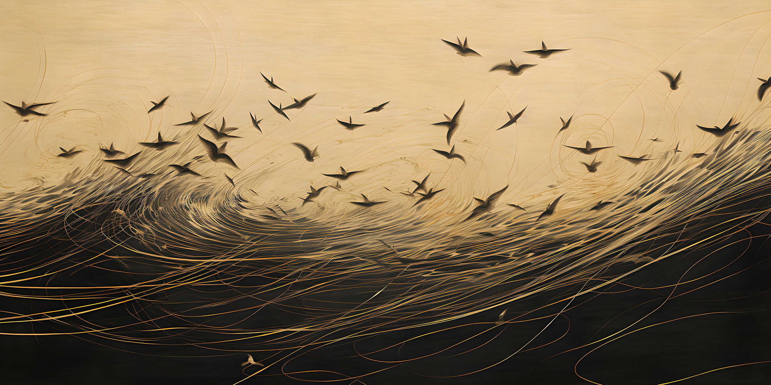 Black and Beige Self Adhesive Bird Wallpaper