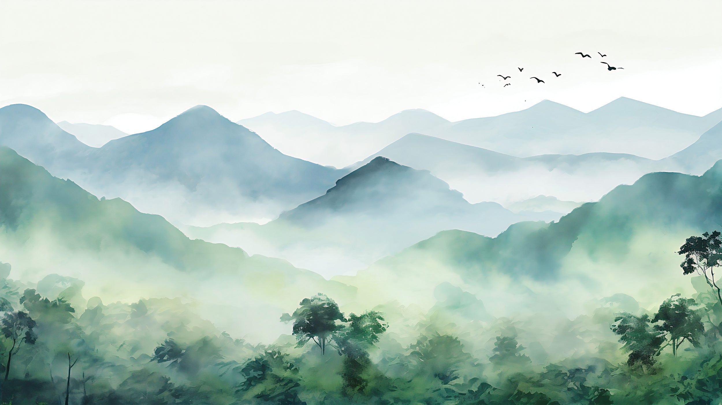 Nursery Pastel Colors Landscape Wallpaper with Serene Charm