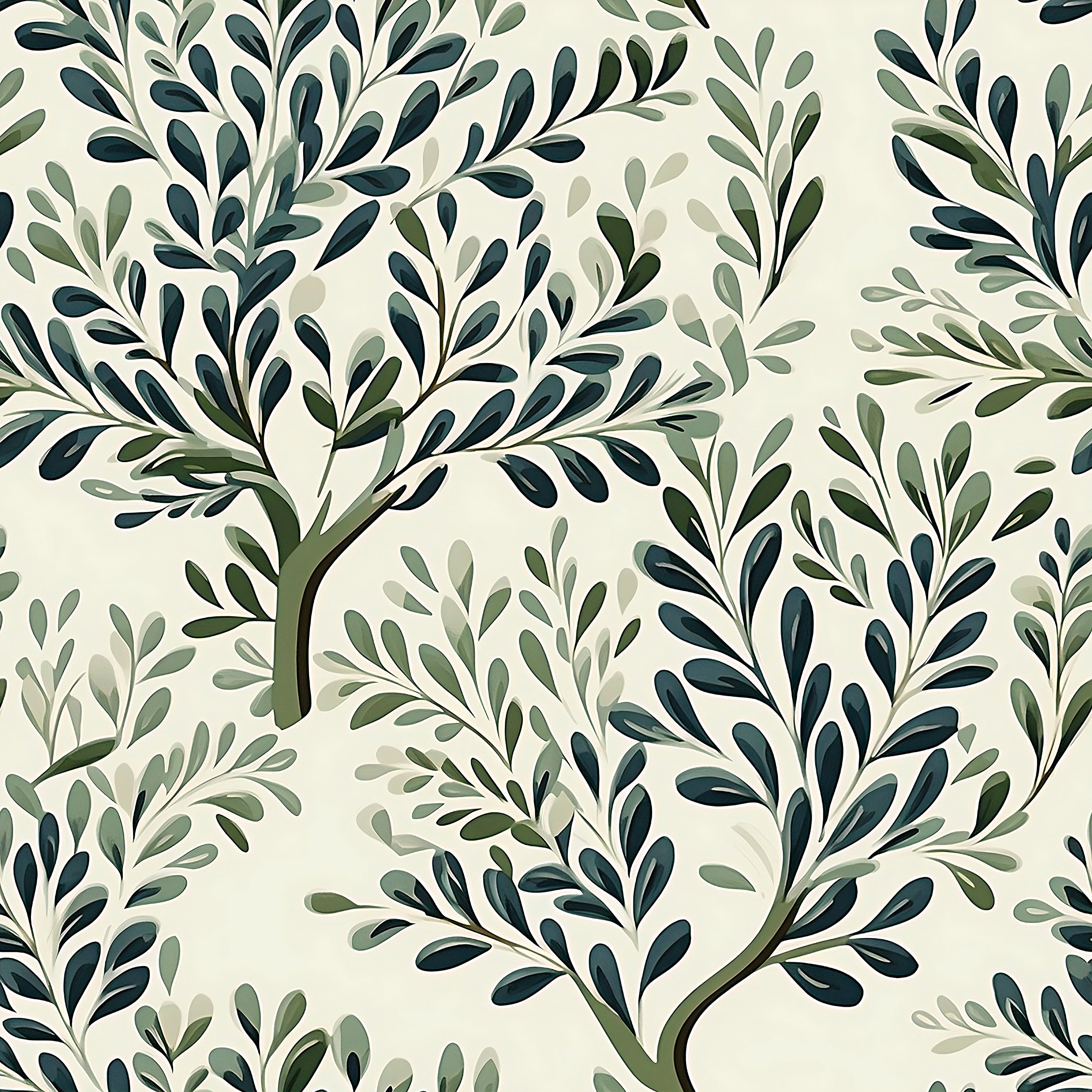 Classic Pastel Green Tree Wall Art Aesthetics