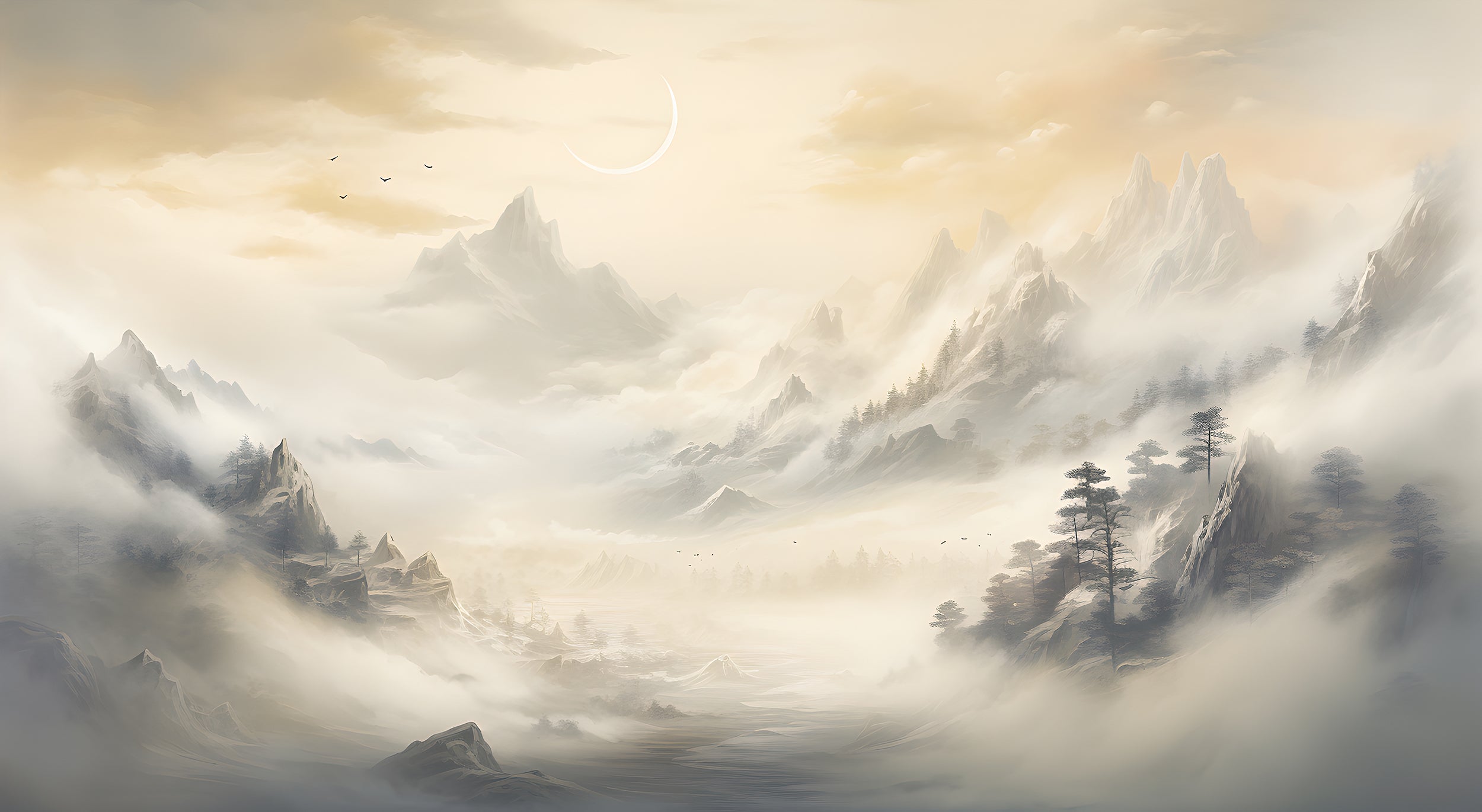 Watercolor Mountains Mural