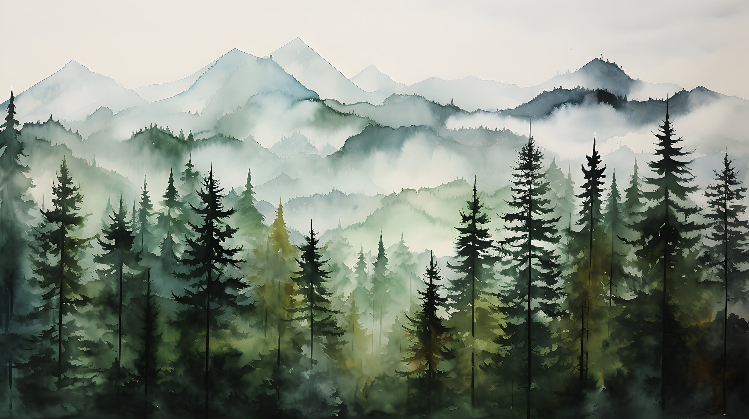 Relaxing Watercolor Landscape Wall Decal
