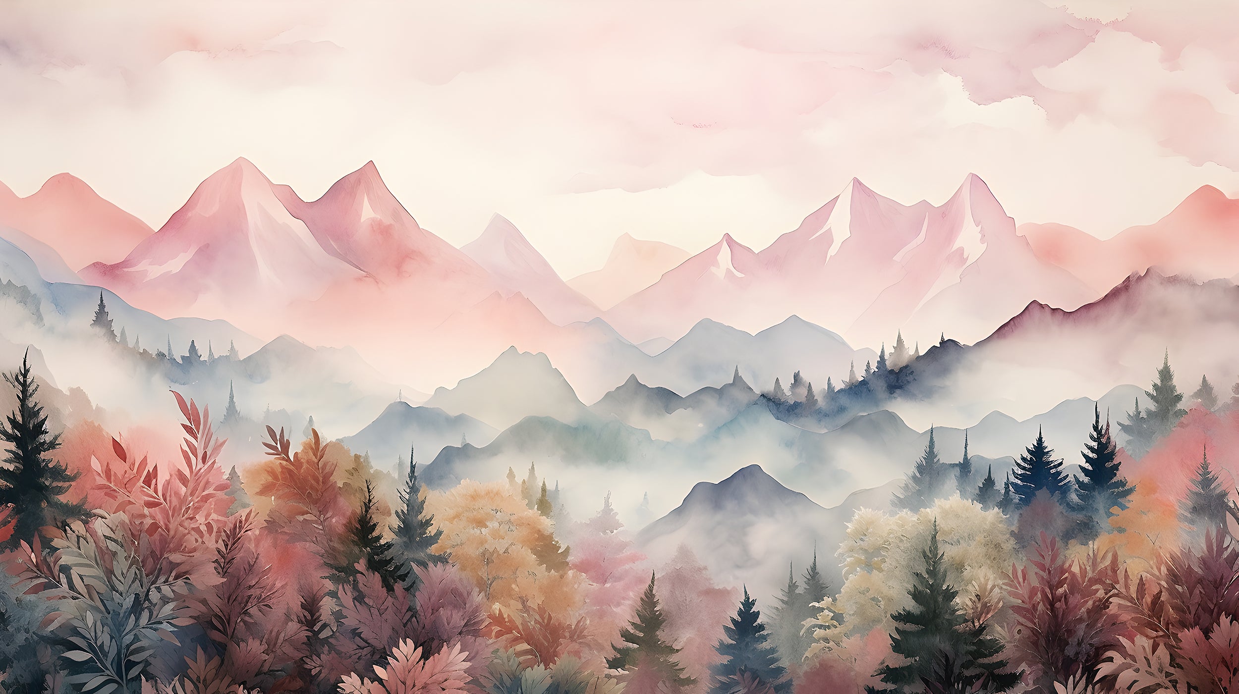 Peel & Stick Colorful Forest Wall Decal Art