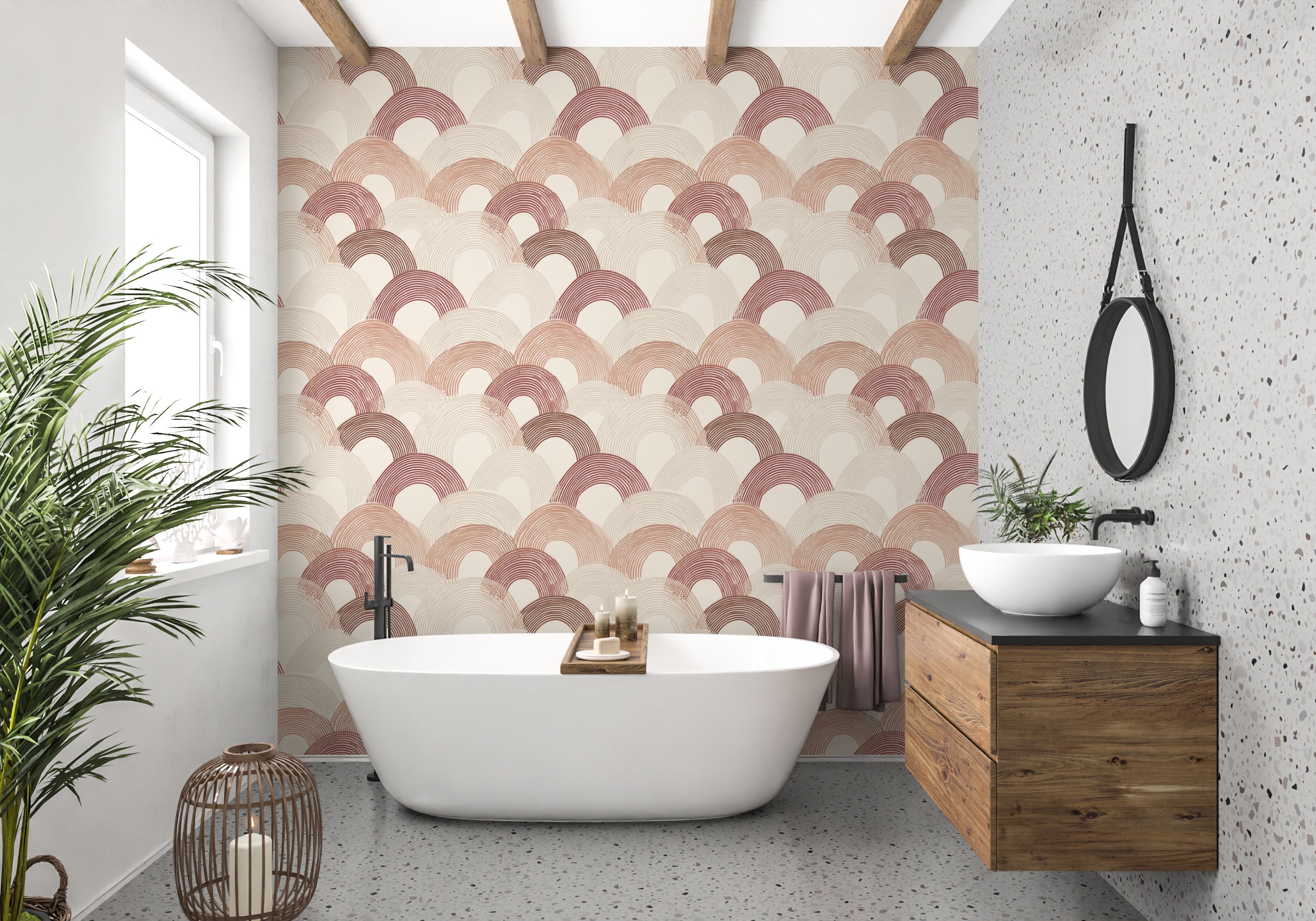 Elegant Art Deco arch design wall mural in warm colors