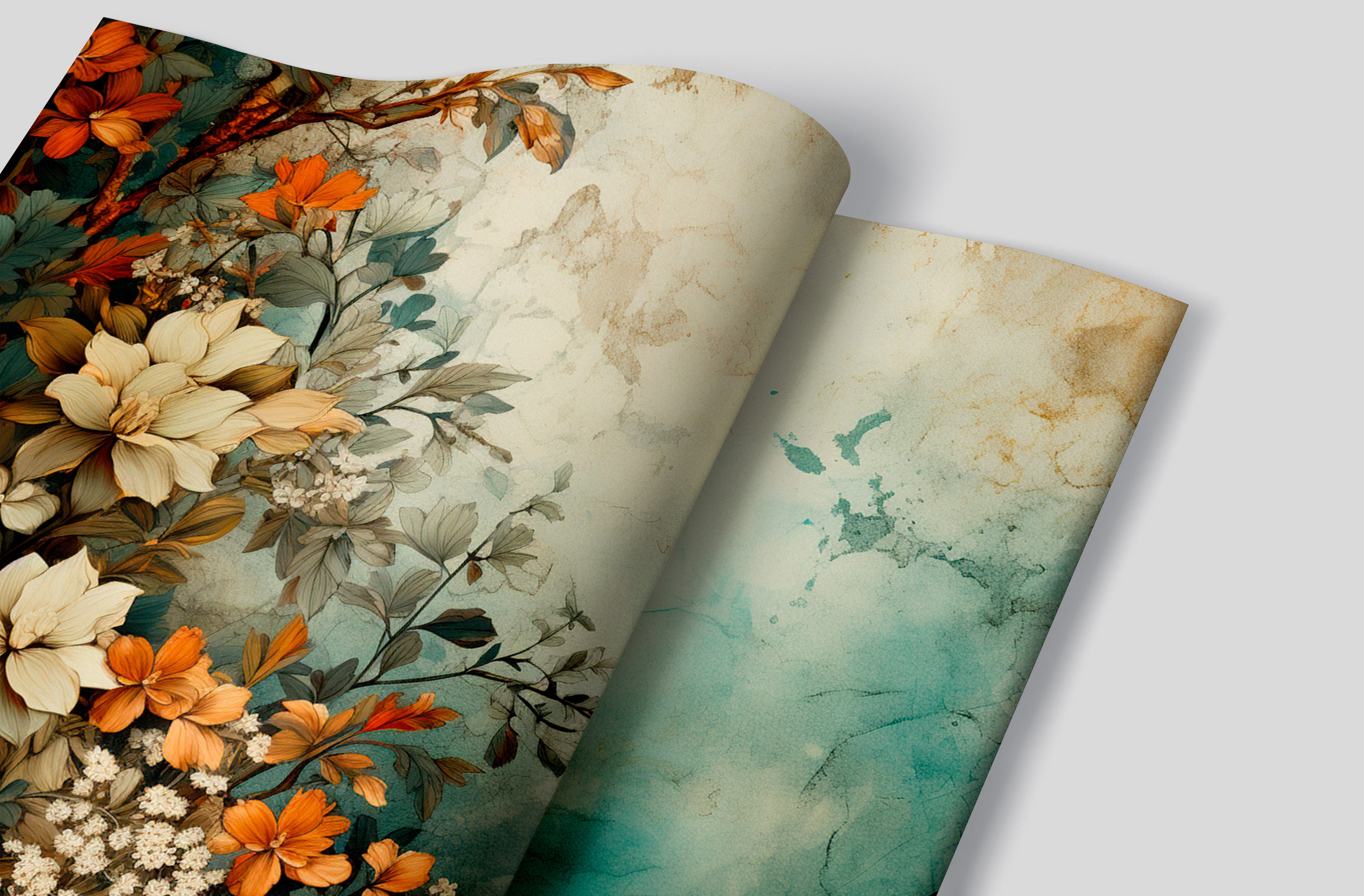 Vibrant Flowers Mural - Old Style Floral Wall Art