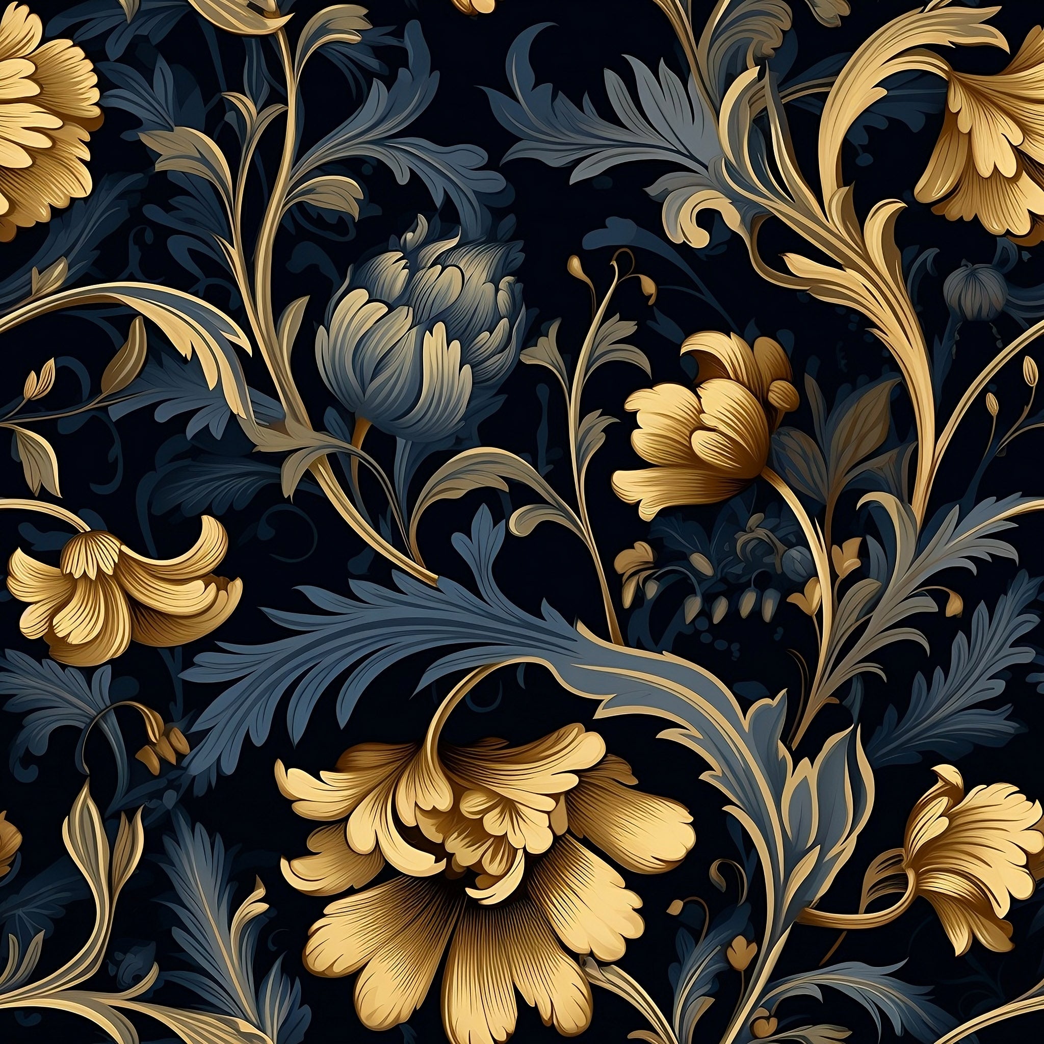 Black and Gold Botanical Wall Print Detail
