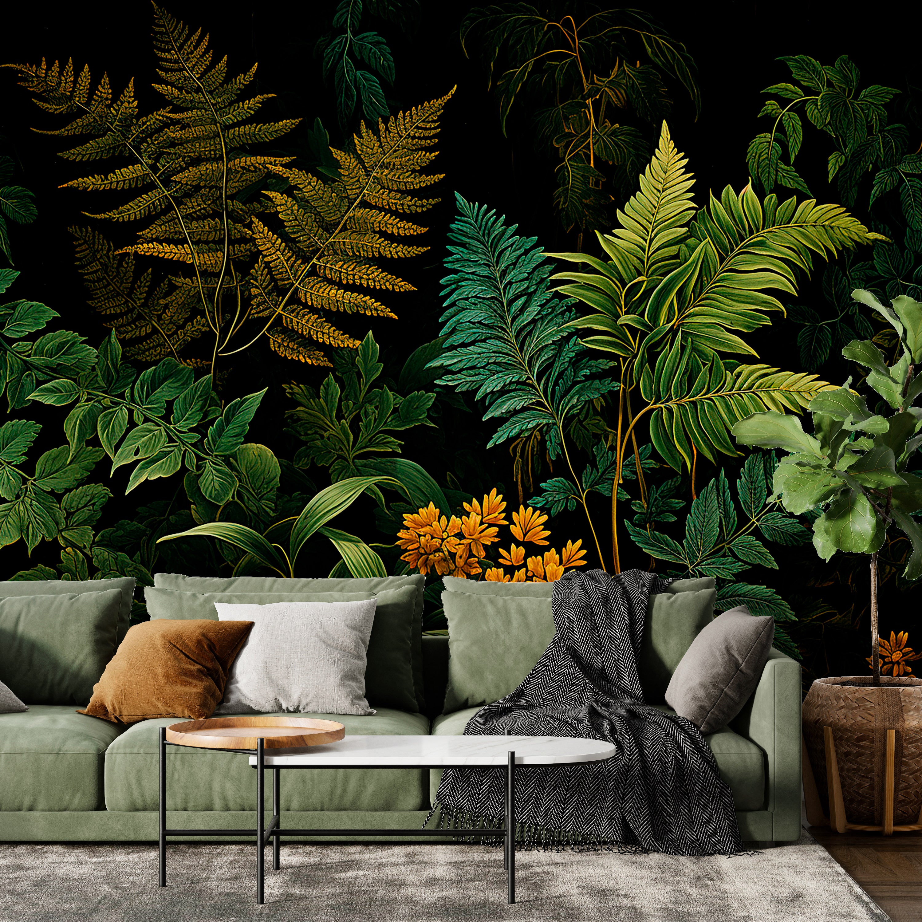 Nature-Inspired Dark Leaves Wallpaper Easy to Apply