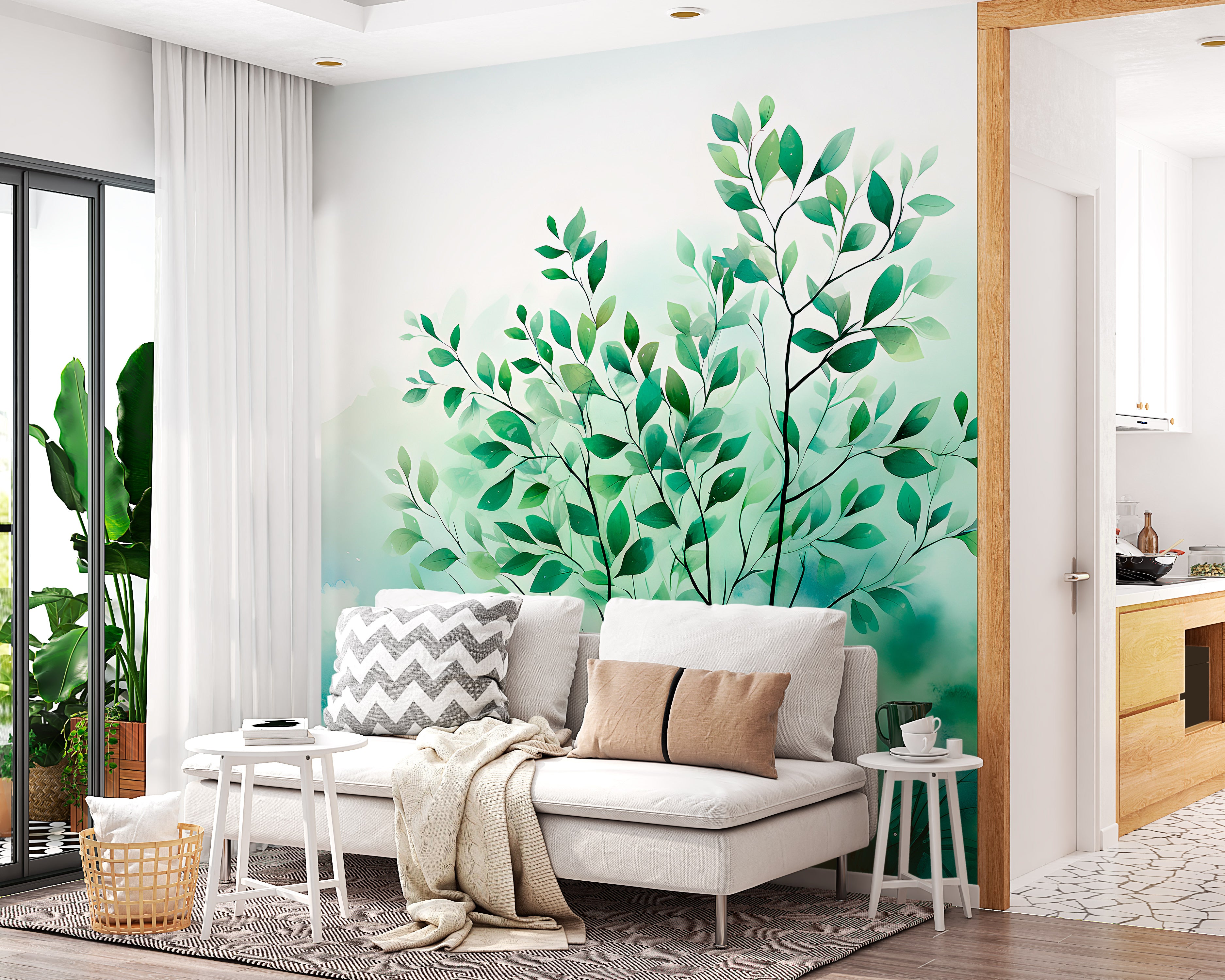 Serene Nature Wall Decor: Green Tree Peel-and-Stick