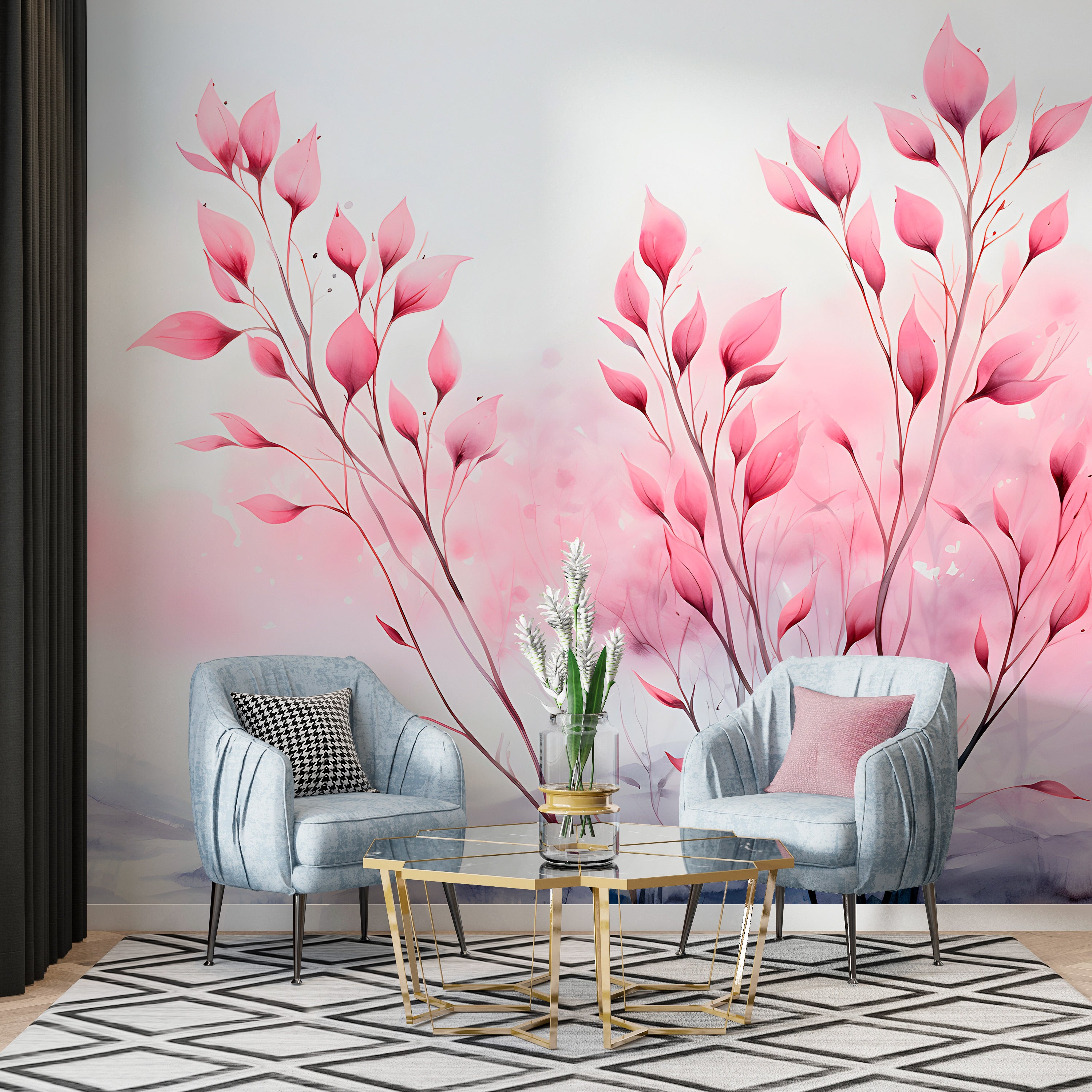 Subtle Pink Watercolor Tree Art