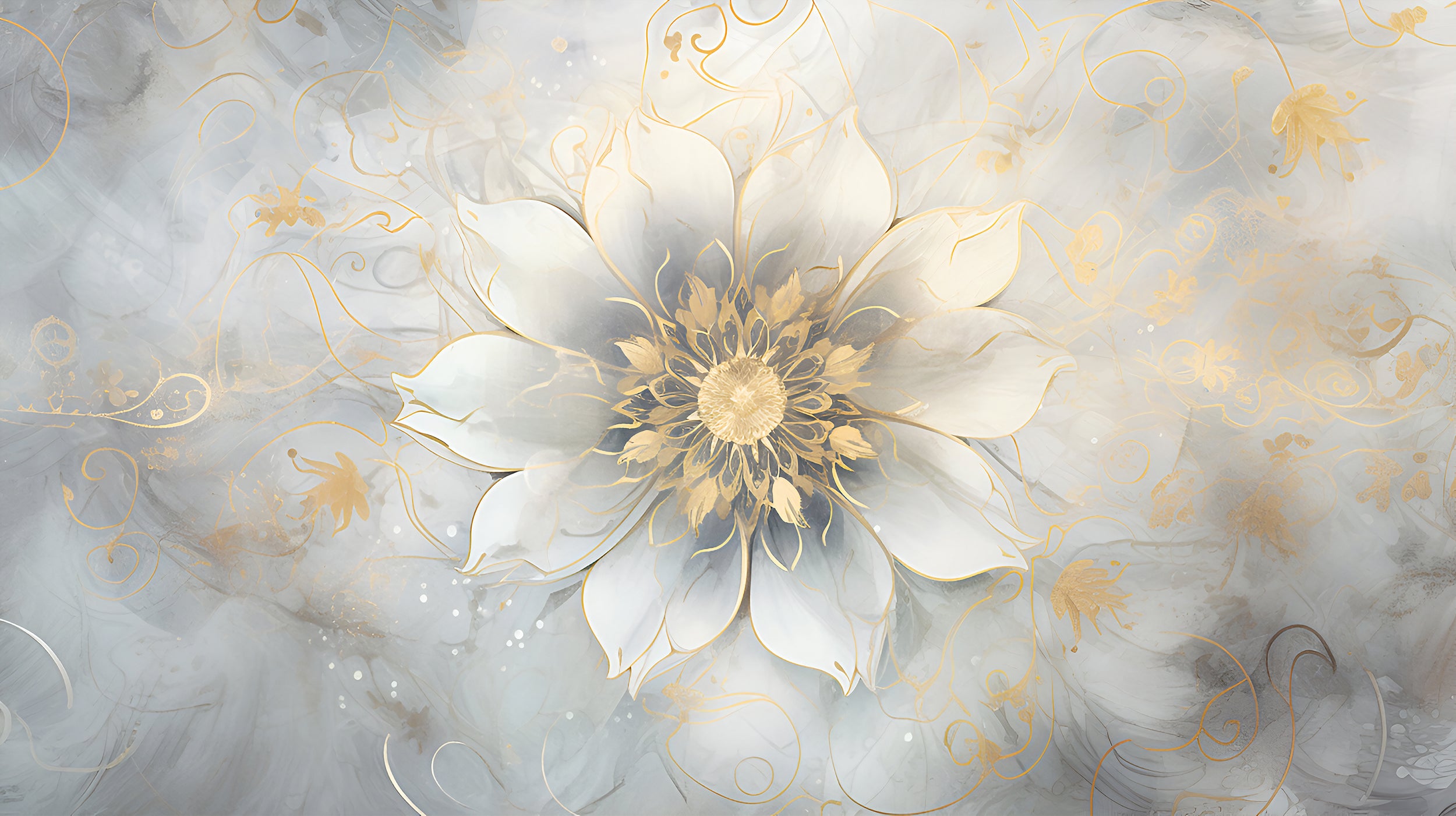 Easy Apply Gray and Yellow Lotus Wallpaper