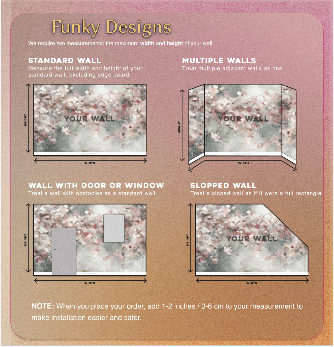 Elegant floral wall mural for bedroom or living room décor
