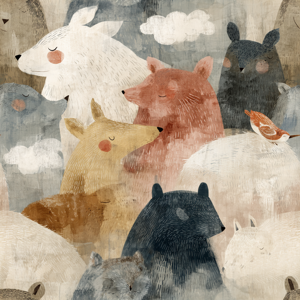 Whimsical woodland nursery wall art in earthy tones