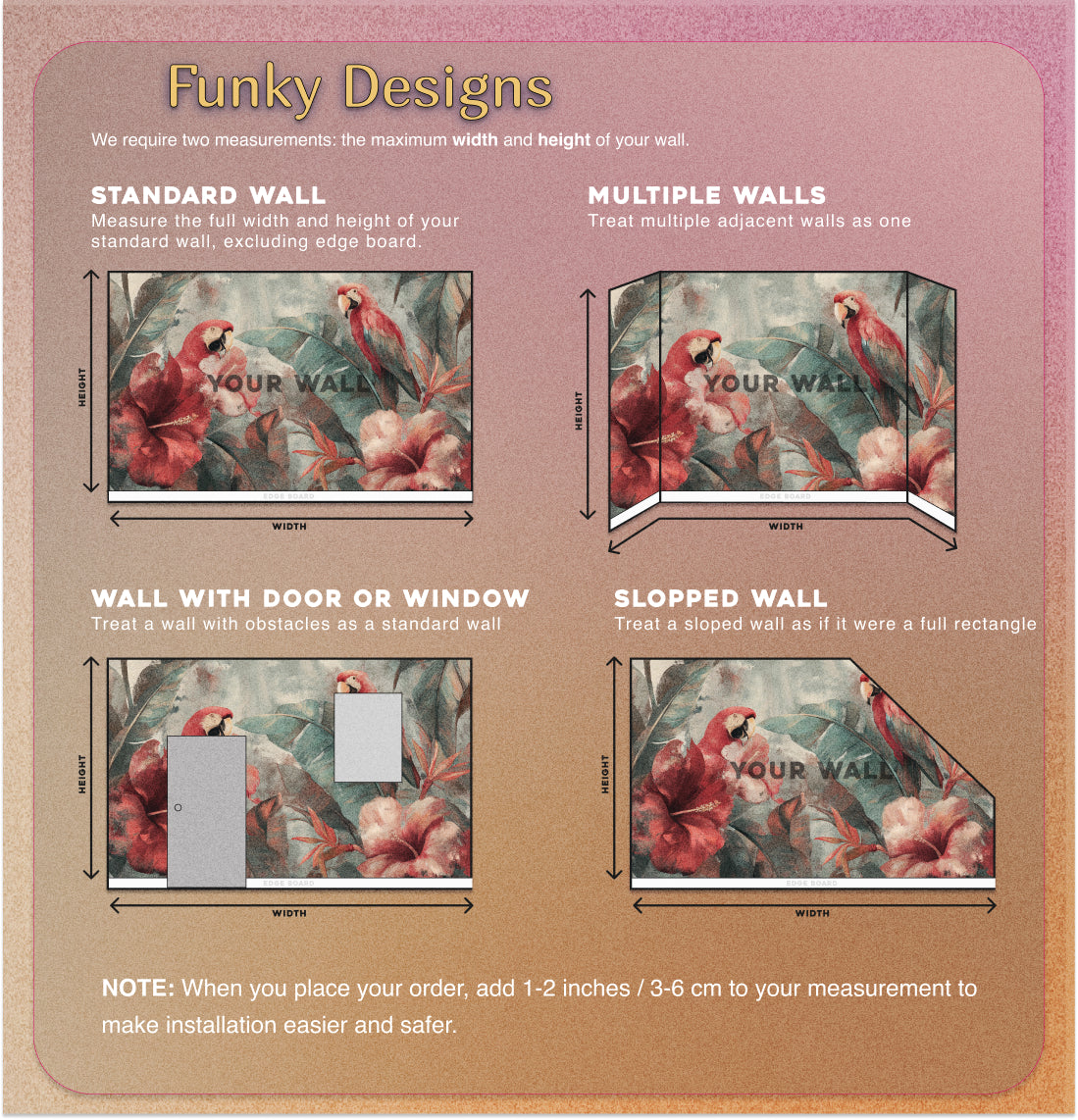 Tropical Jungle Parrots – Coral & Teal Exotic Wall Mural