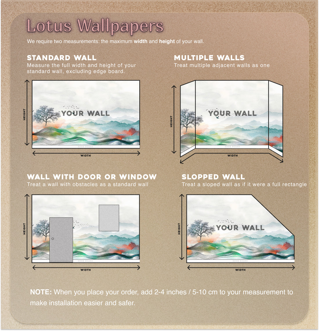 Abstract Landscape Wall Mural, Watercolor Nature Mural, Colorful Landscape Tree and Birds Wallpaper, Peel and Stick Minimalistic Wall Art