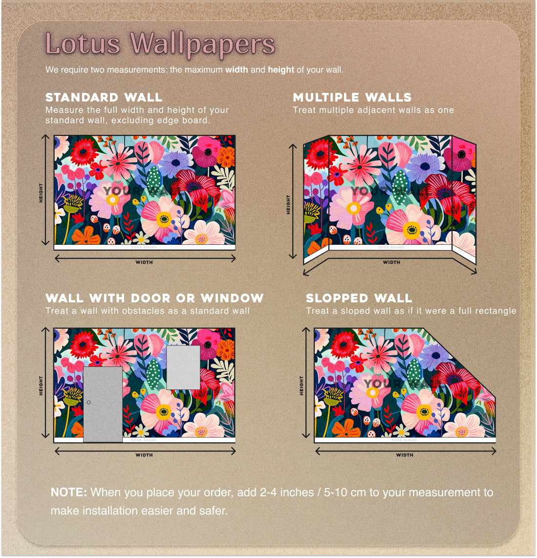 Colorful Abstract Flowers Wallpaper, Peel and Stick Modern Floral Mural, Large Wild Flowers Wall Decor, Removable Meadow Flowers Art