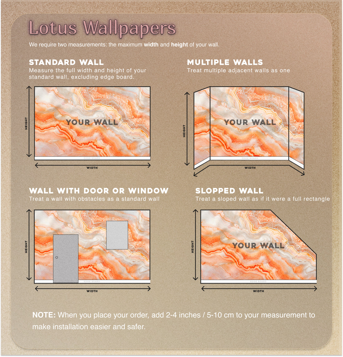 Orange Marble Mural, Peel and Stick Abstract Accent Wall Wallpaper, Removable Peach Marble Art, Alcohol Ink Decor