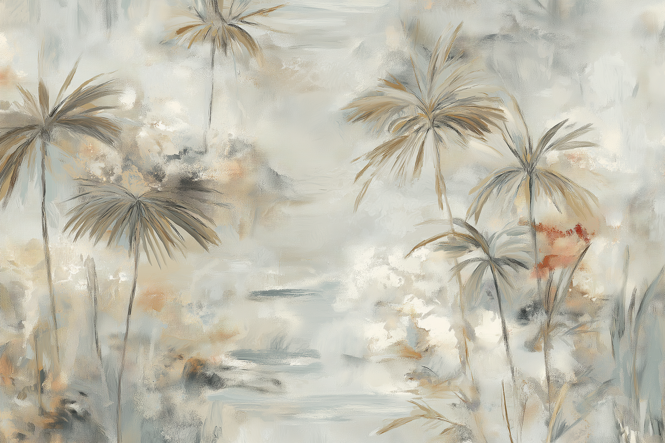 Beige and gray tropical wall mural for living room