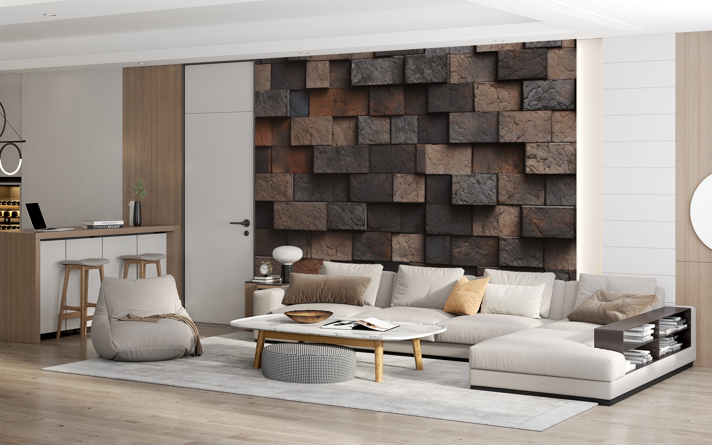 Minimalist Stone Mural for Interior Design