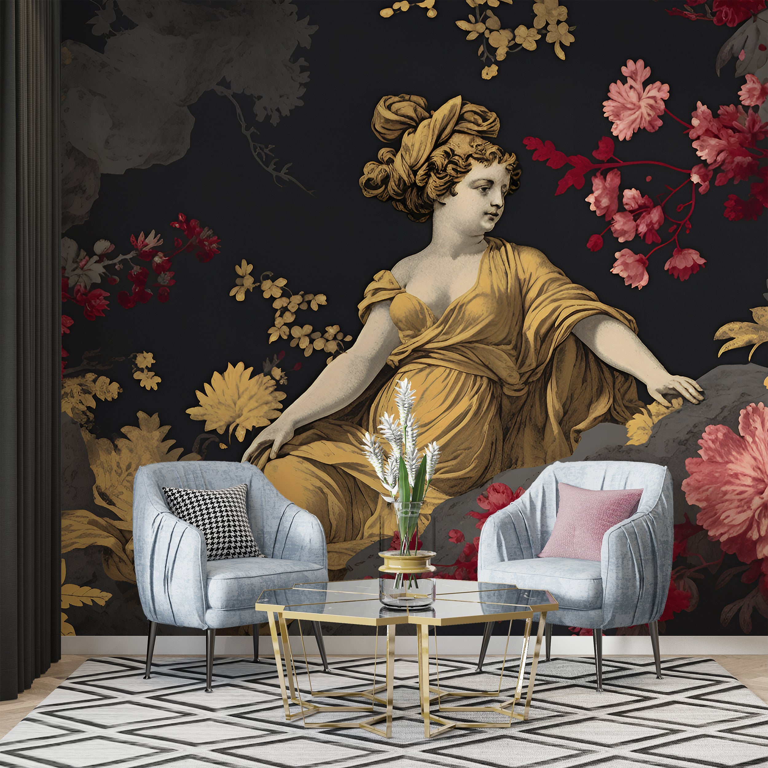 Artistic Dark Bohemian Vintage Wall Mural