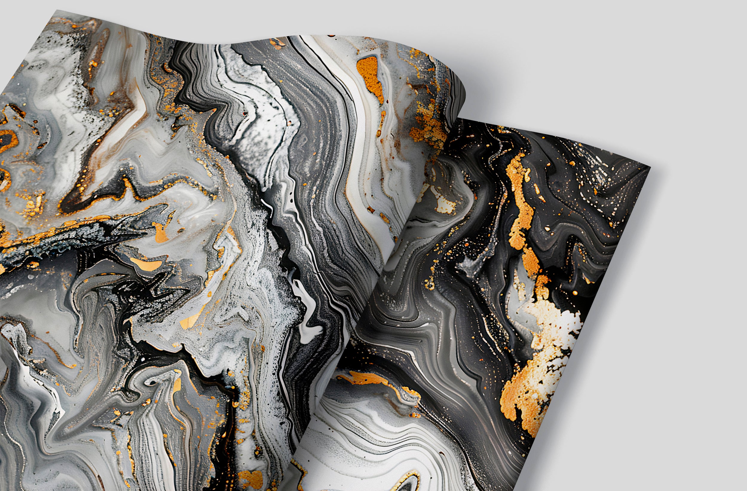 Black Grey and Gold Alcohol Ink Mural, Peel and Stick Dark Marble Wallpaper, Removable PVC-free Abstract Decor, Unique Custom Size Art