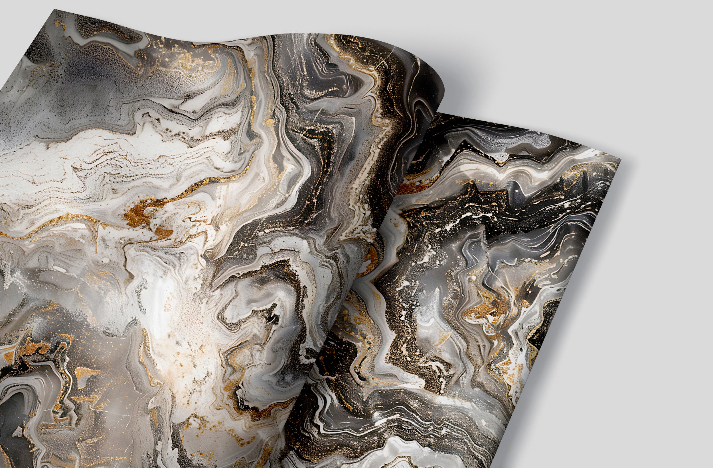 Grey Brown and Gold Alcohol Ink Wallpaper, Peel and Stick Marble Texture Mural, Removable Warm Colors Abstract Wall Art, Unique PVC free Decal