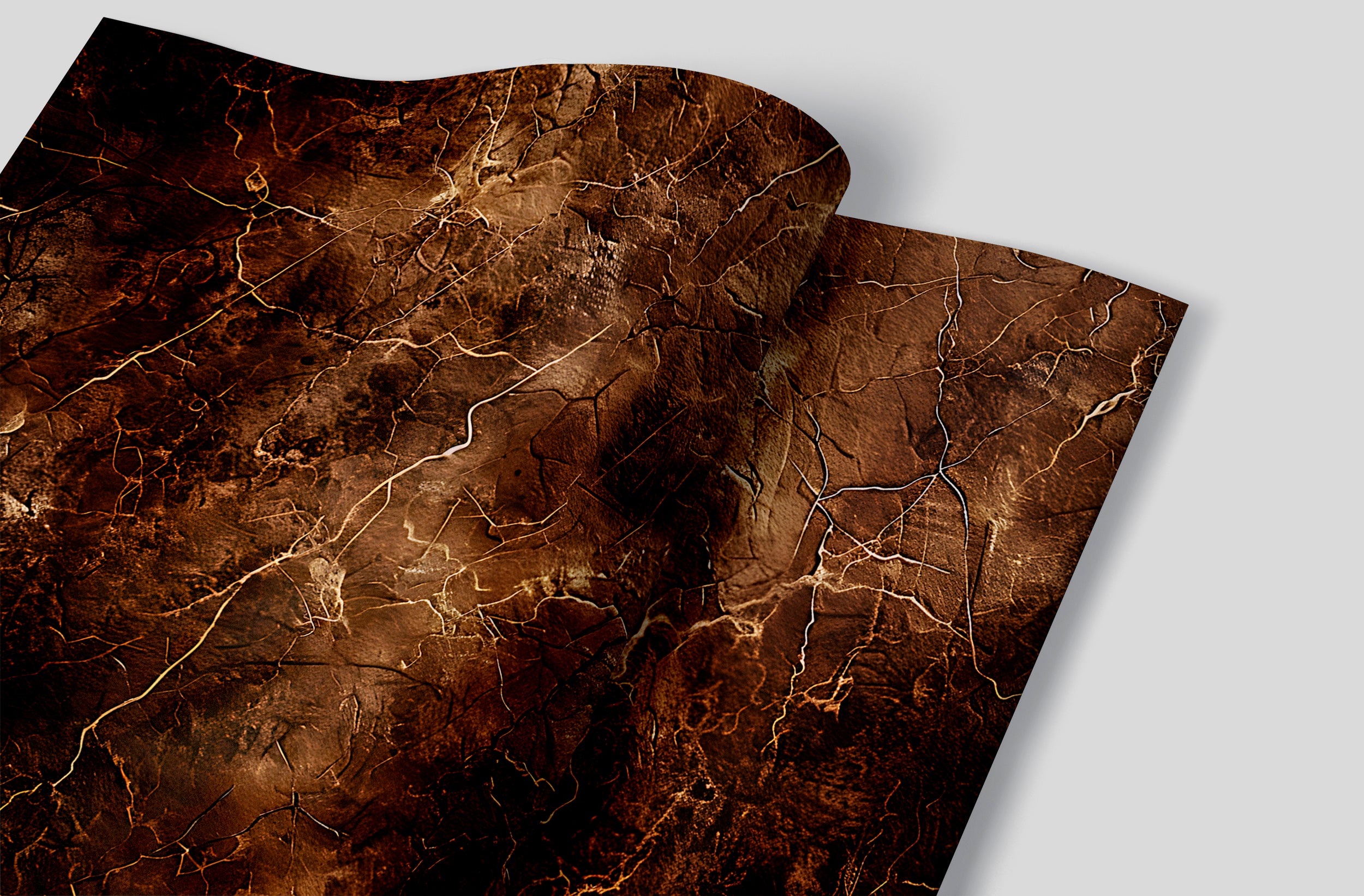 Dark Brown & Gold Marble Mural, Self-adhesive Stone Texture Wallpaper, Removable Abstract Modern Dark Wall Decal, Natural Brown Marble Decor
