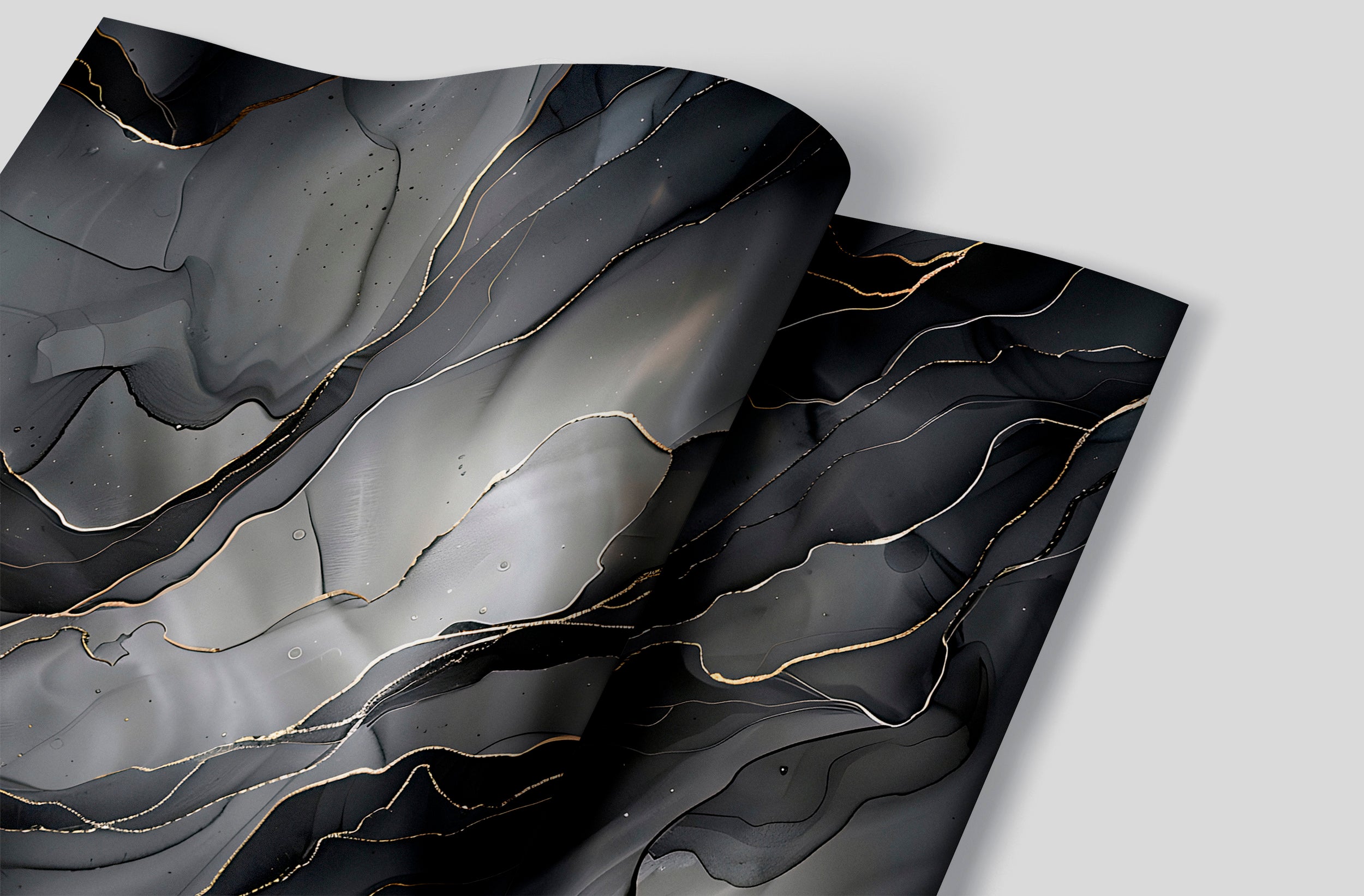 Black Alcohol Ink Wall Mural, Peel and Stick Abstract Dark Wallpaper, Removable Dark Modern Wall Art