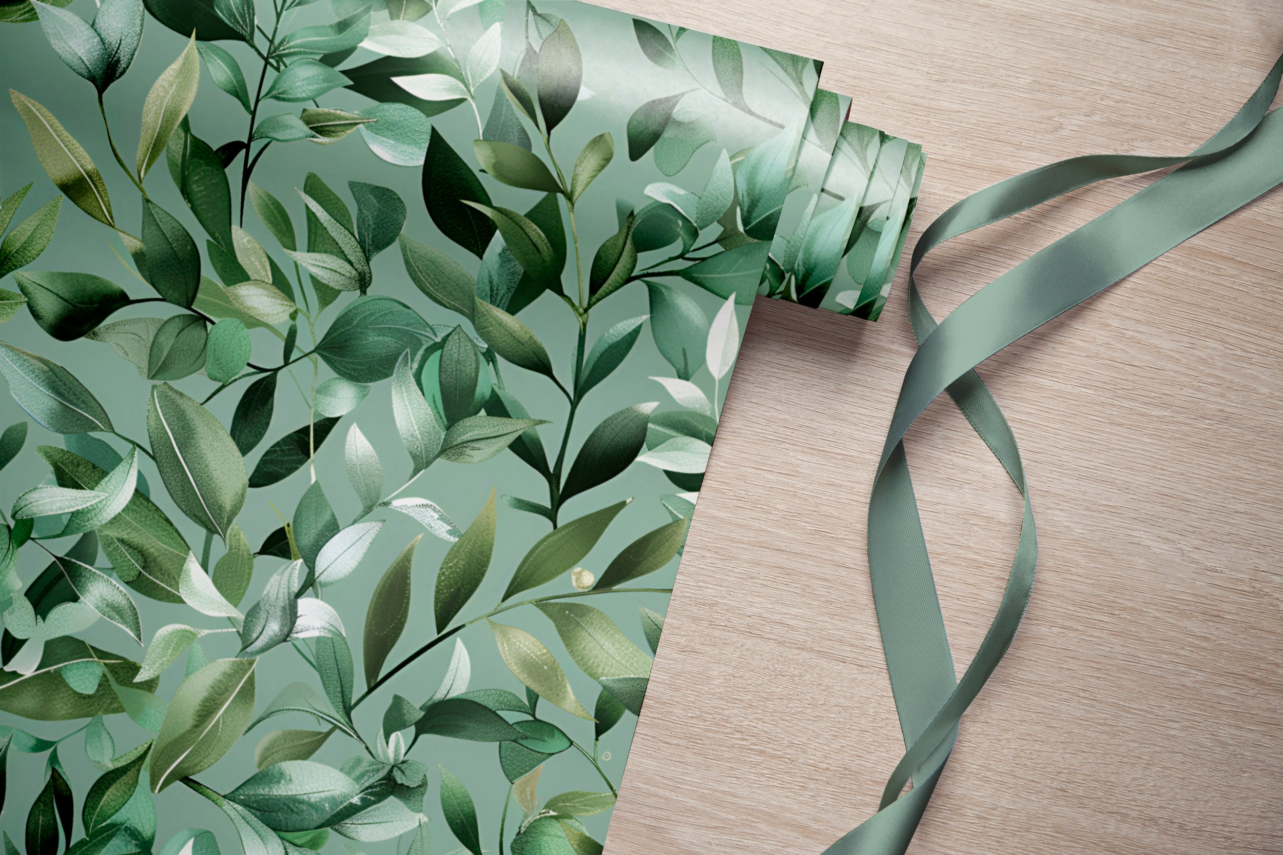 Greenery Wallpaper, Peel and Stick or Pre-pasted Green Botanical Wallpaper, Leaves and Branches Wall Decor, Removable Nature Wall Art