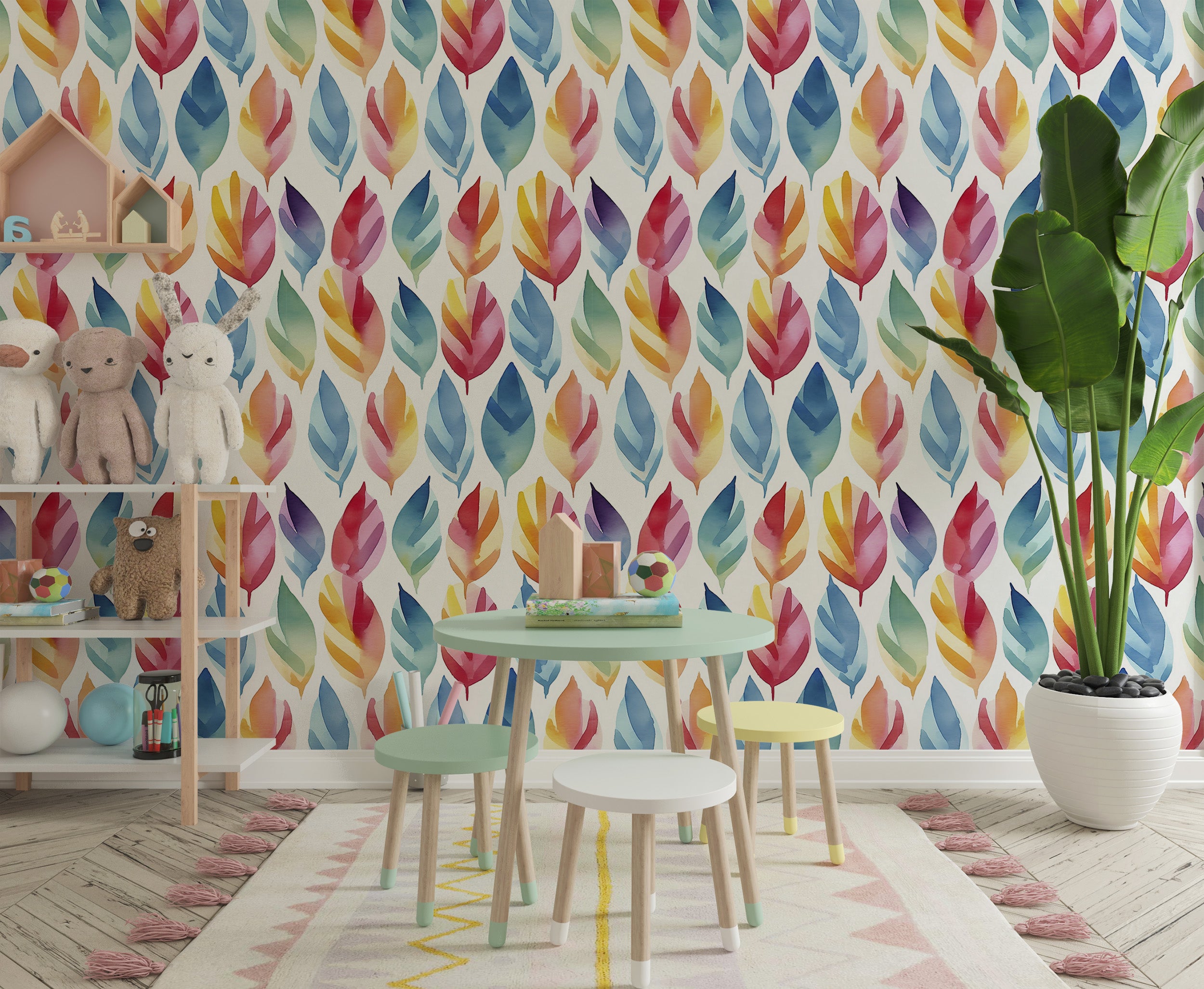 Enhance Nursery with Colorful Leaves Wall Decor