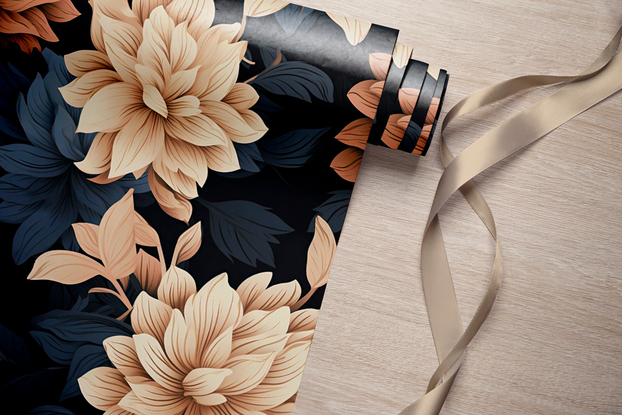 Bold Dark Botanical Wall Decal Enhancing Ambiance