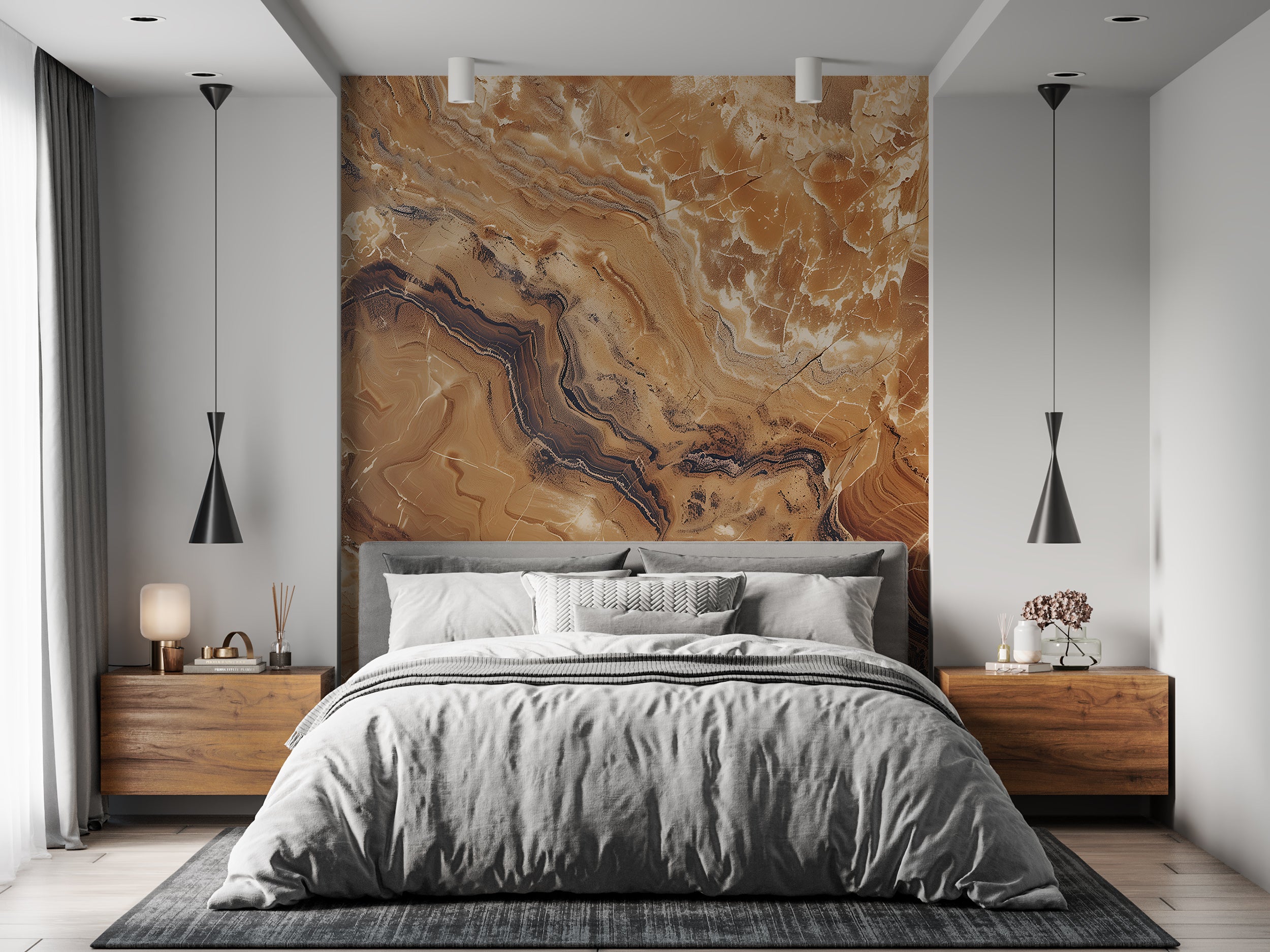 Brown Marble Texture Wall Mural, Peel and Stick Marble Wallpaper, Removable Brown Stone Mural, Unique Modern Art Wallpaper, Abstract Decor