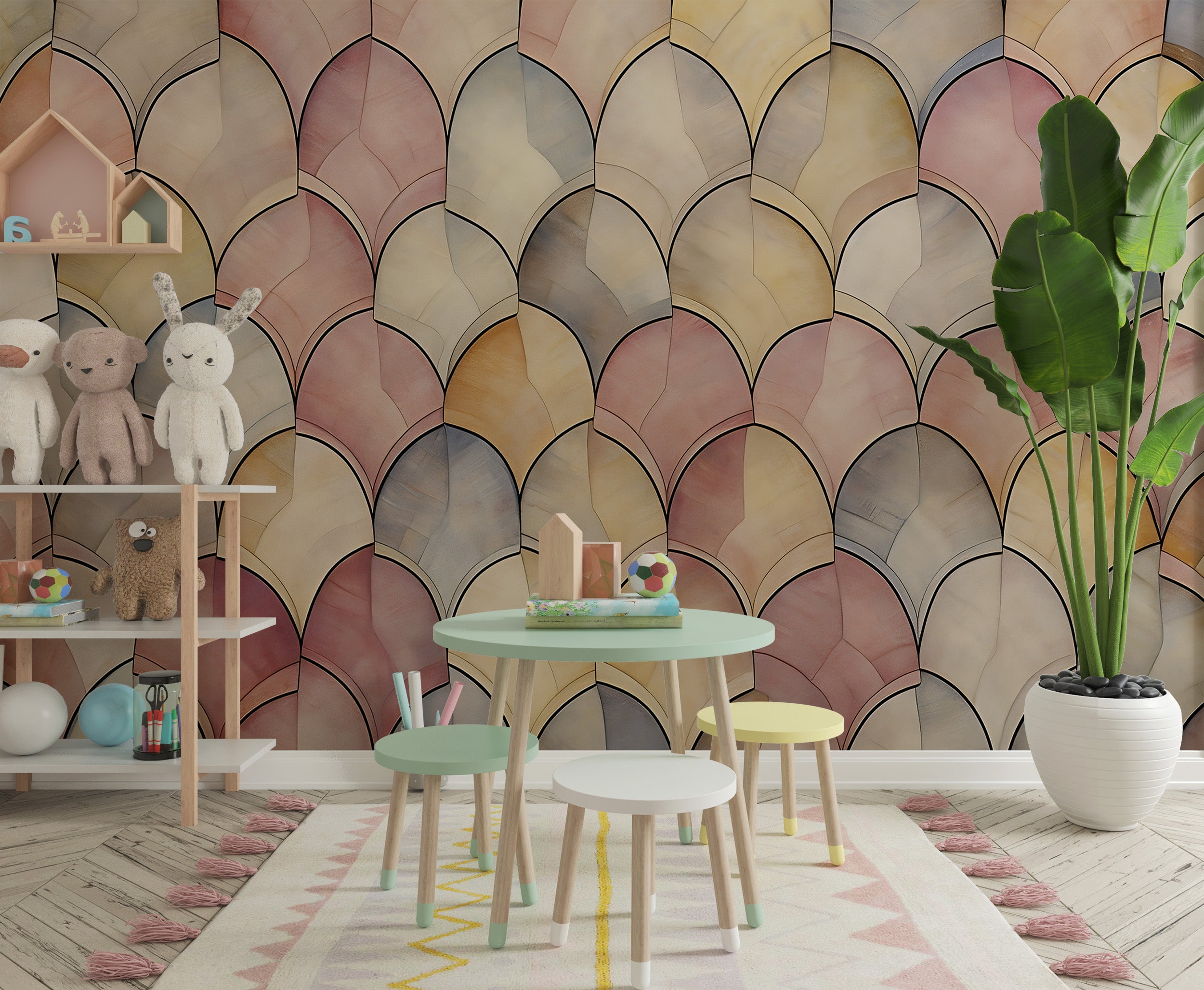 Effortless Application of Modern Geometric Wallpaper