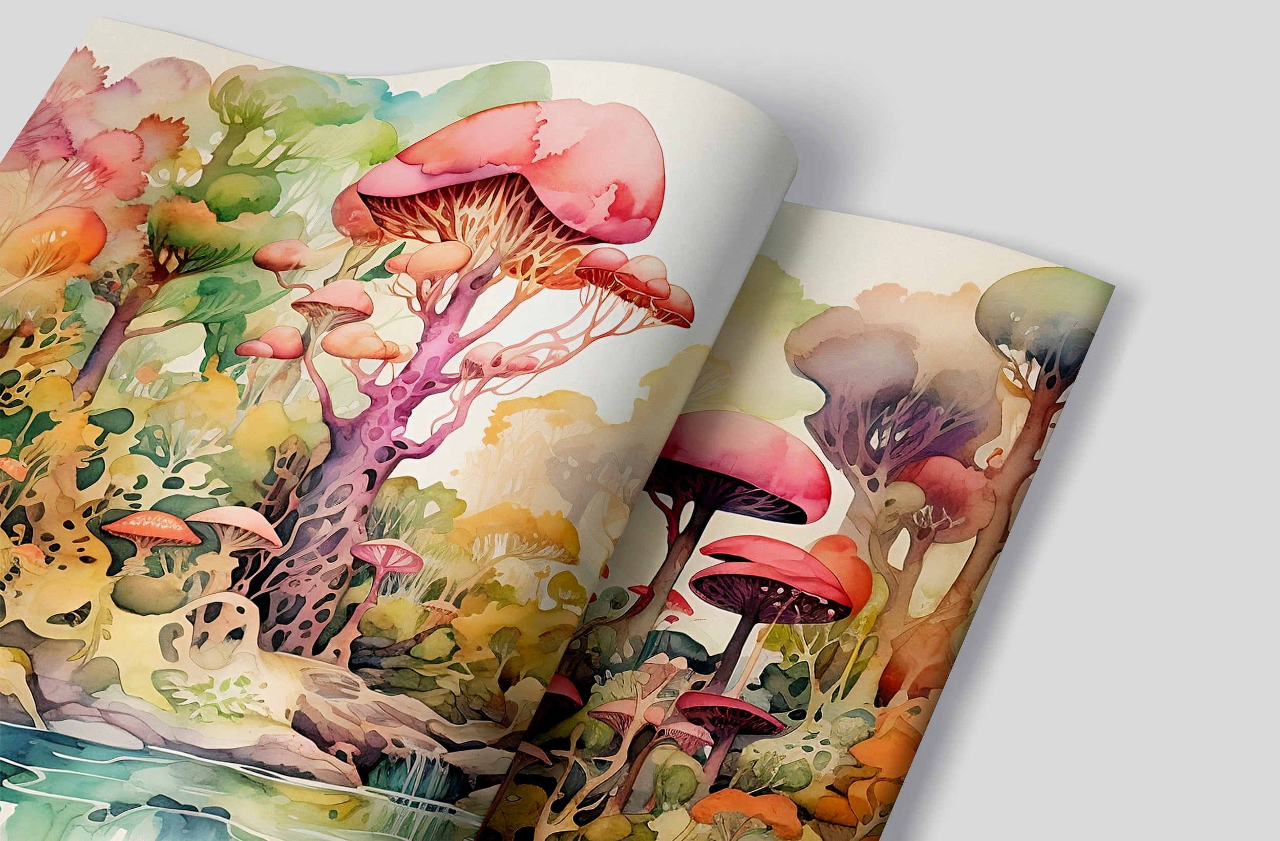 Vibrant Mushroom Forest Wall Decal for Imaginative Decor
