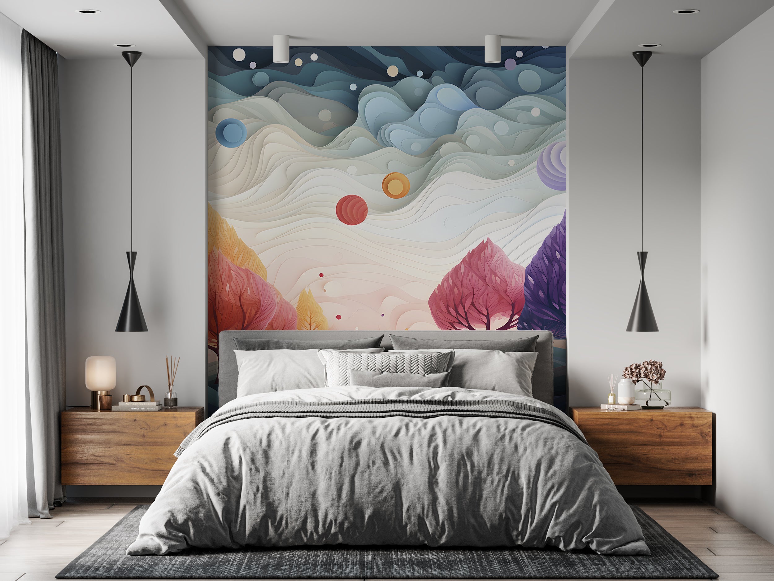 Enchanting Abstract Forest Wall Covering
