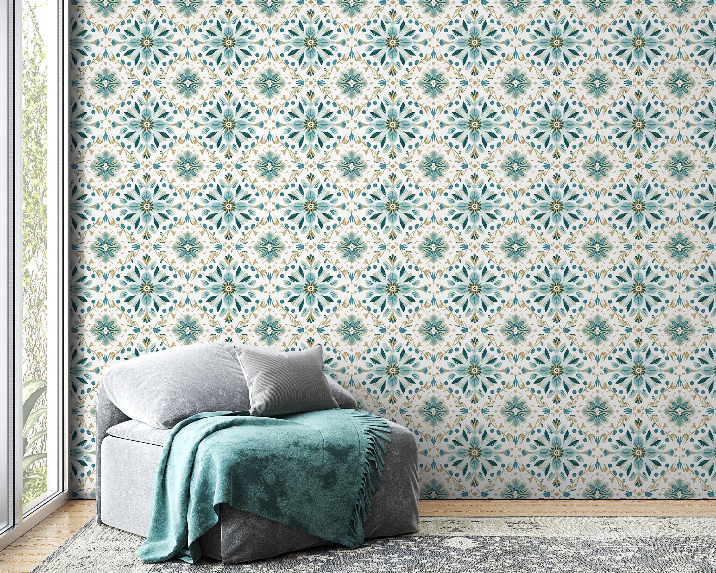 Refreshing Minty Hues Wall Covering