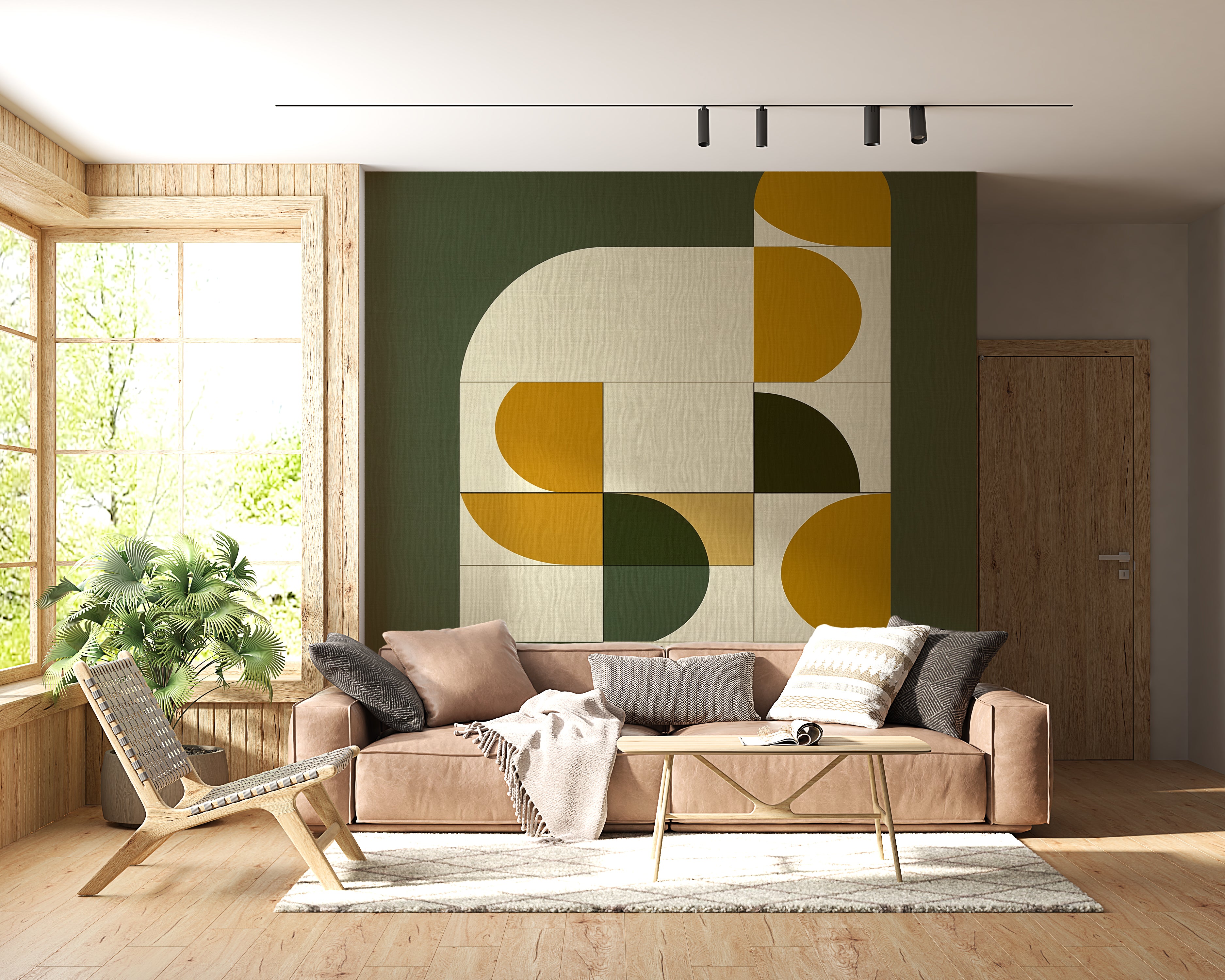 Modern Geometric Mid-Century Wallpaper for Trendy Home Decor