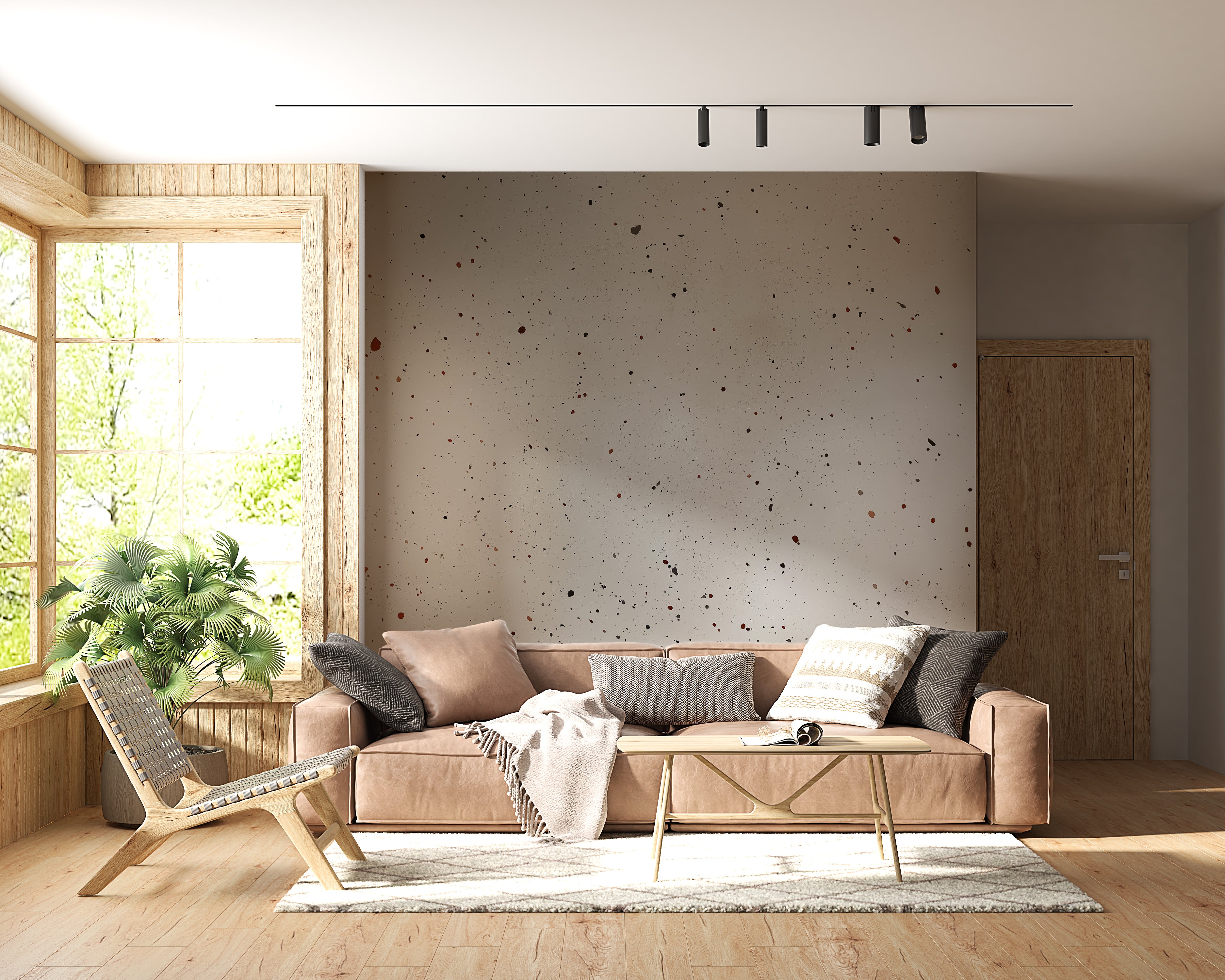 Elegant speckled wallpaper for minimalist interiors