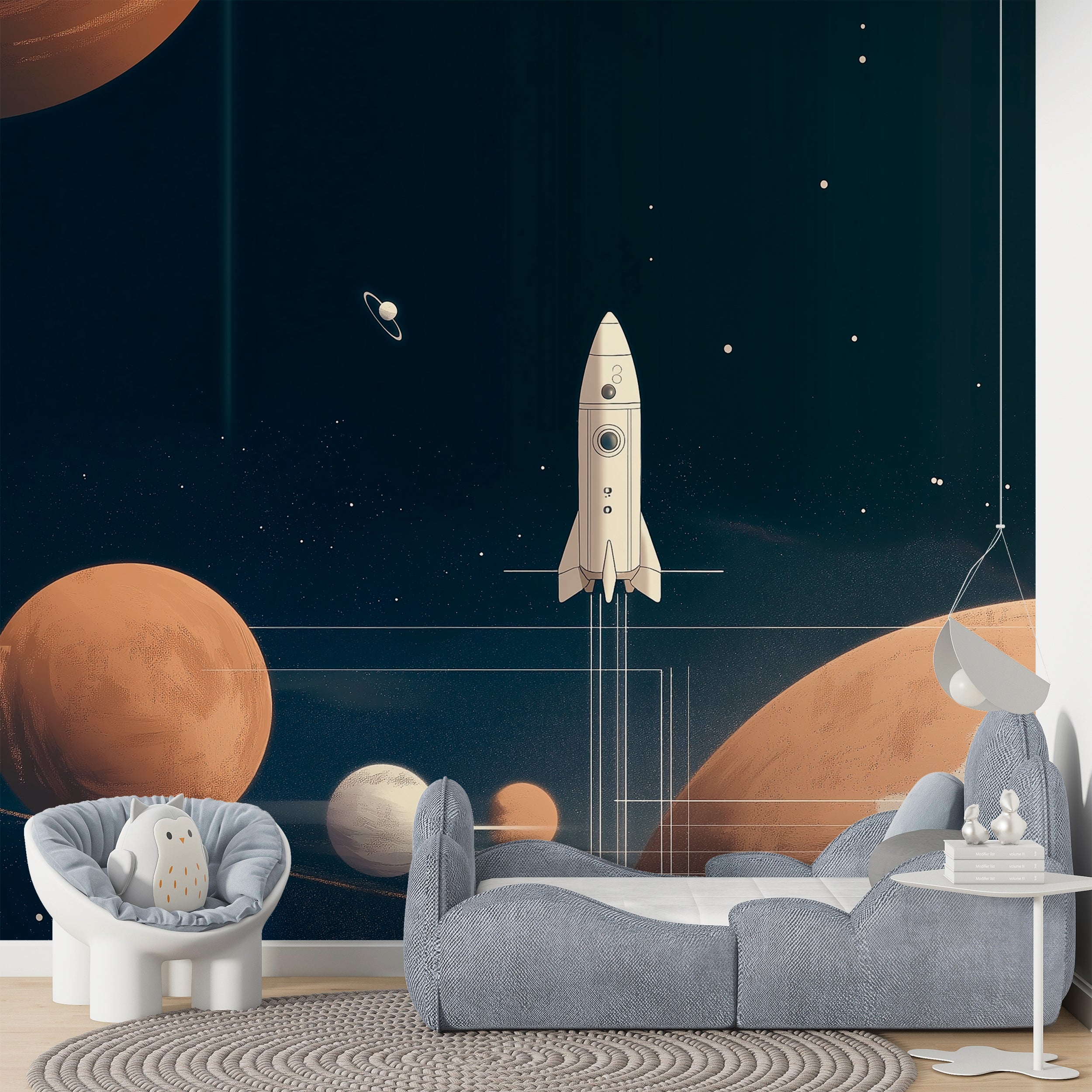 Space Adventure Wallpaper - Rocket Launch Among Planets