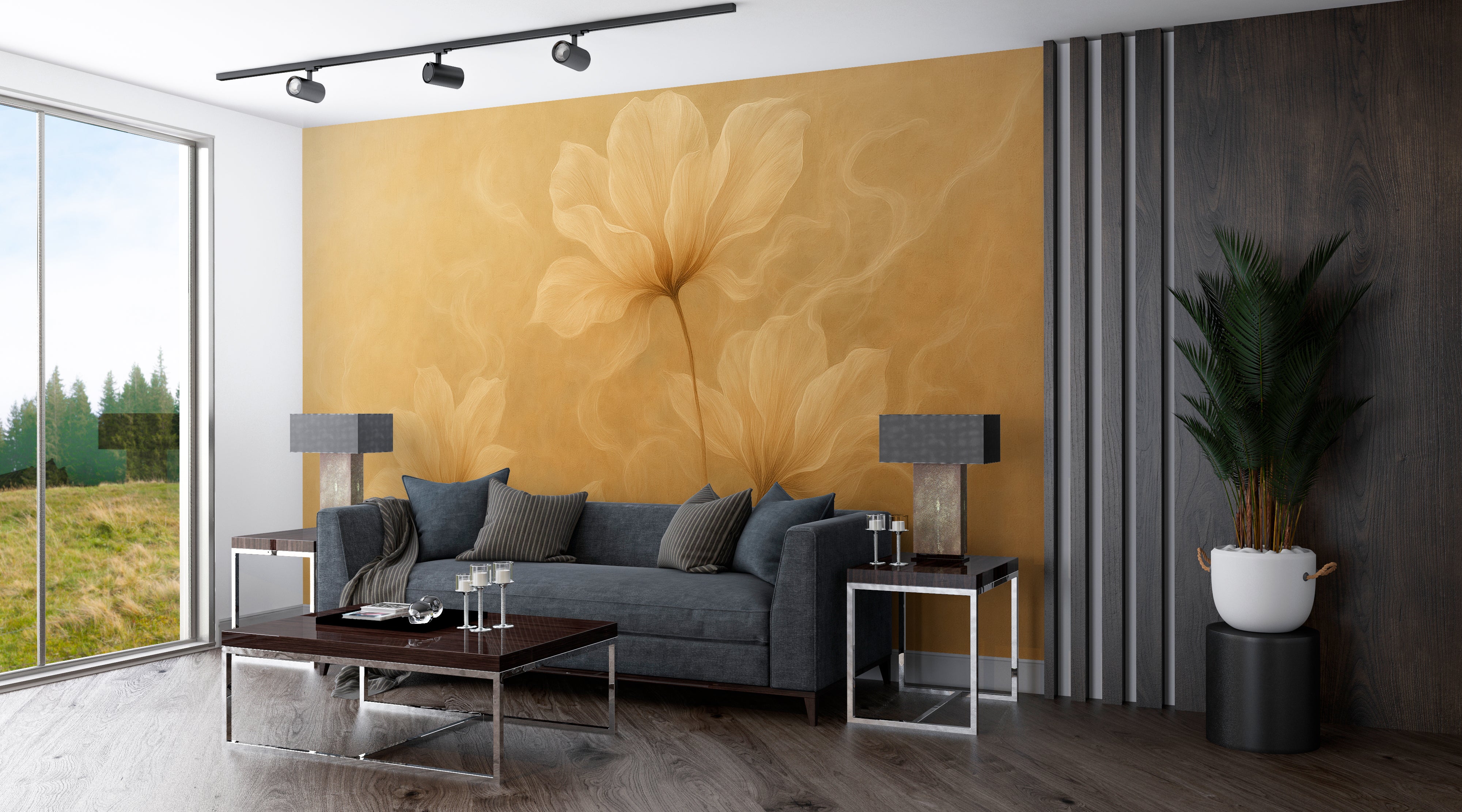 Elegant Floral Wallpaper for Home Decor - Beige Flowers