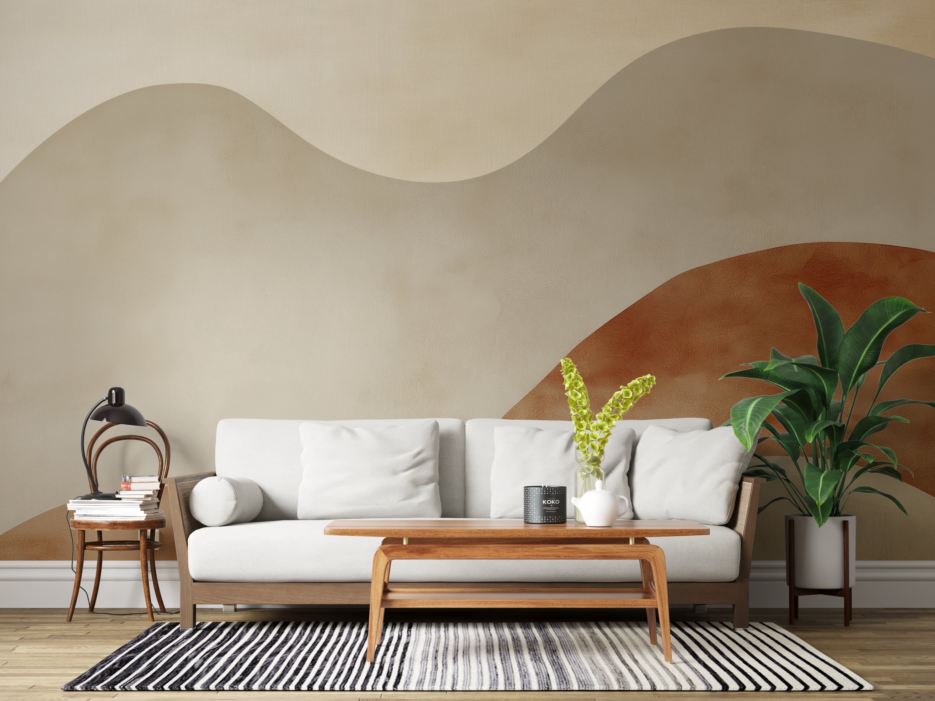 Abstract Earthy Tones Wallpaper – Modern Organic Art for Home Decor